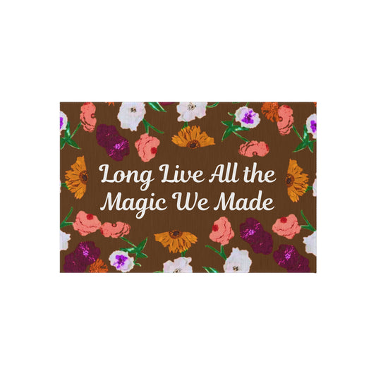 Indoor/Outdoor Rug — "Long Live" Floral Doormat
