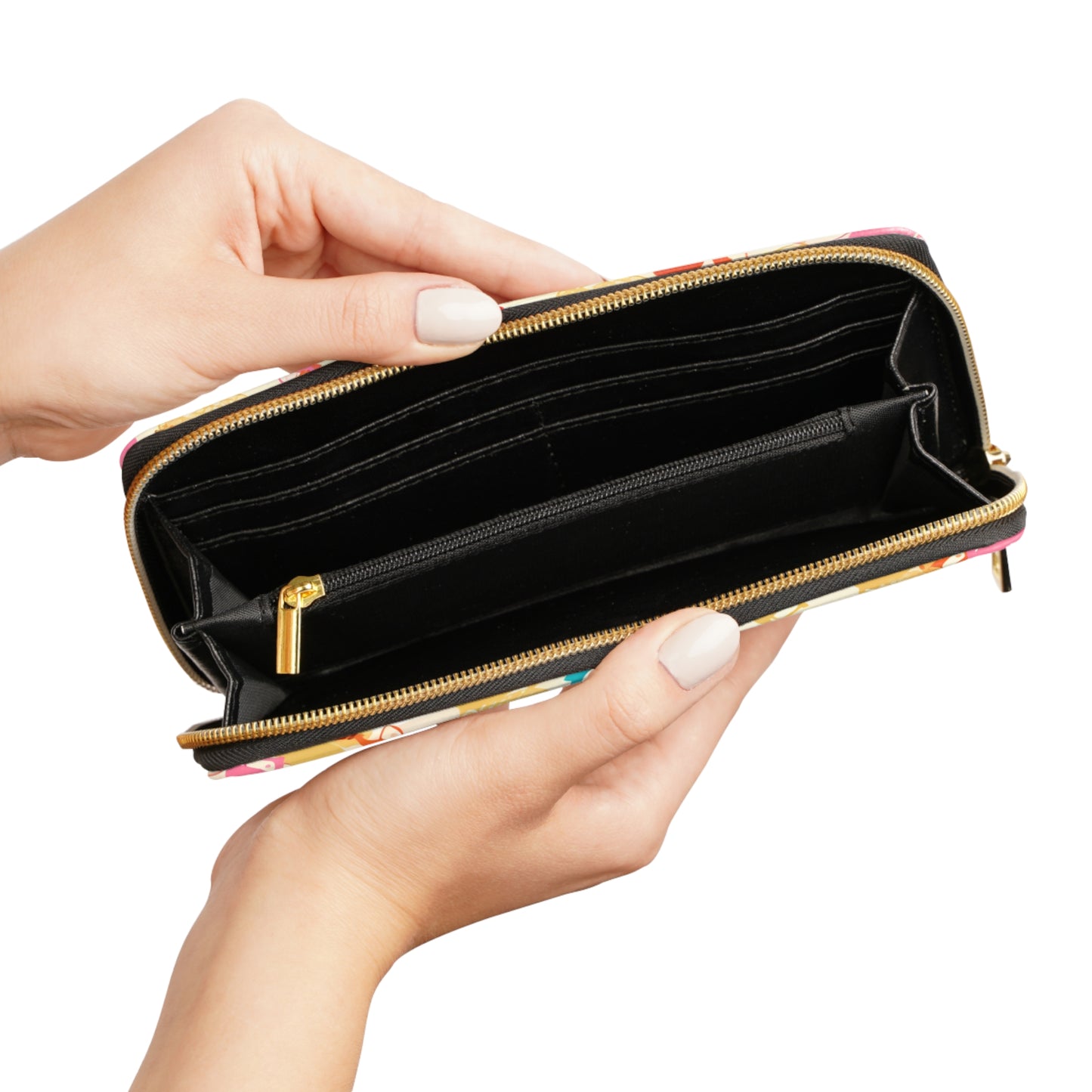 Zip Wallet — Colorful Floral Squirrel Pattern Zipper Wallet