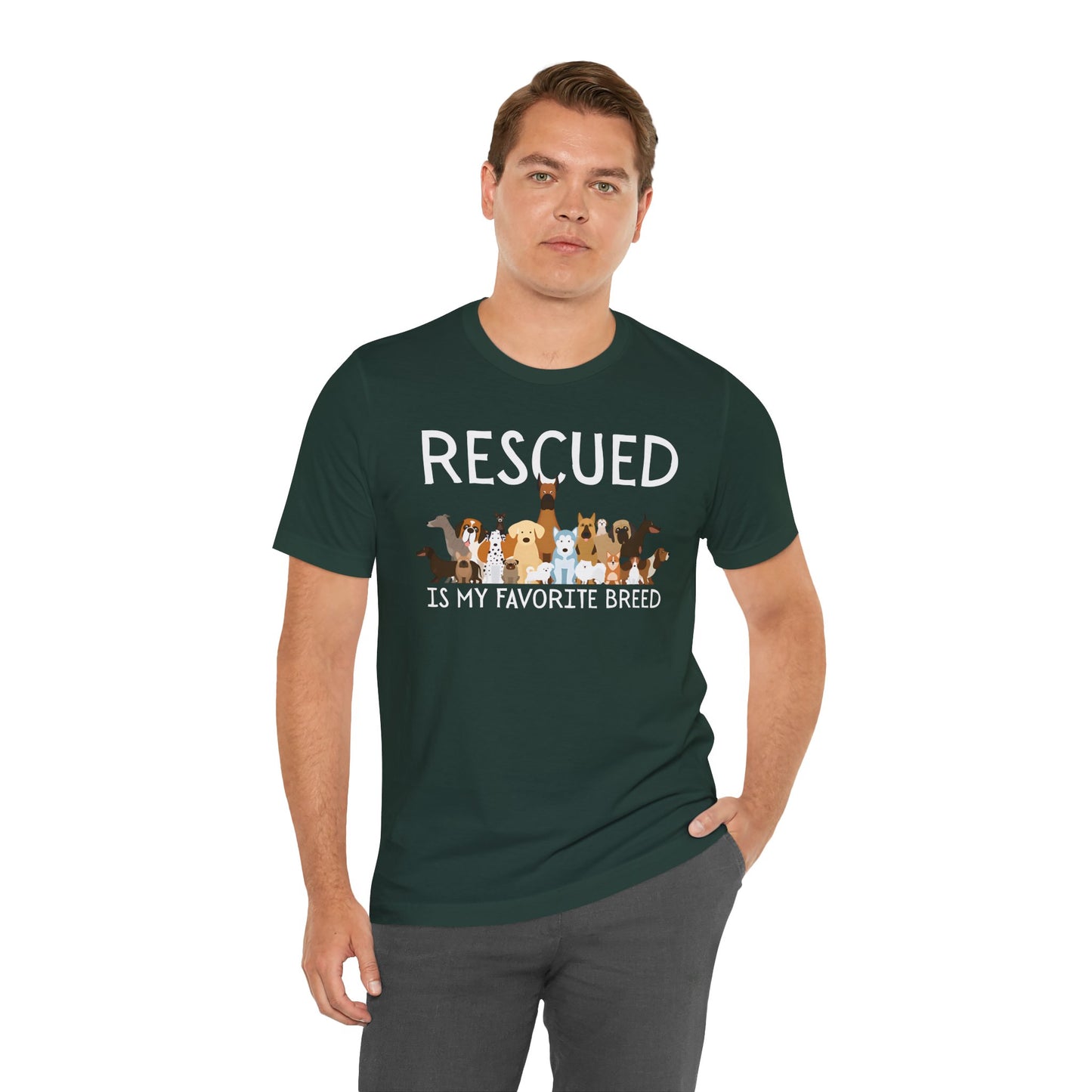 Unisex Dog Lover Tee: 'Rescued is My Favorite Breed' Shirt, Animal Rescue Gift, Pet Owner Apparel, Fun Casual Wear, Birthday Gift