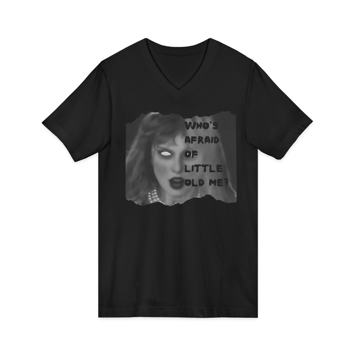 Who's Afraid of Little Ole Me? Unisex VNECK T-Shirt, Halloween Costume Tee, Spooky Gift, Horror Lover Shirt, Statement Tee
