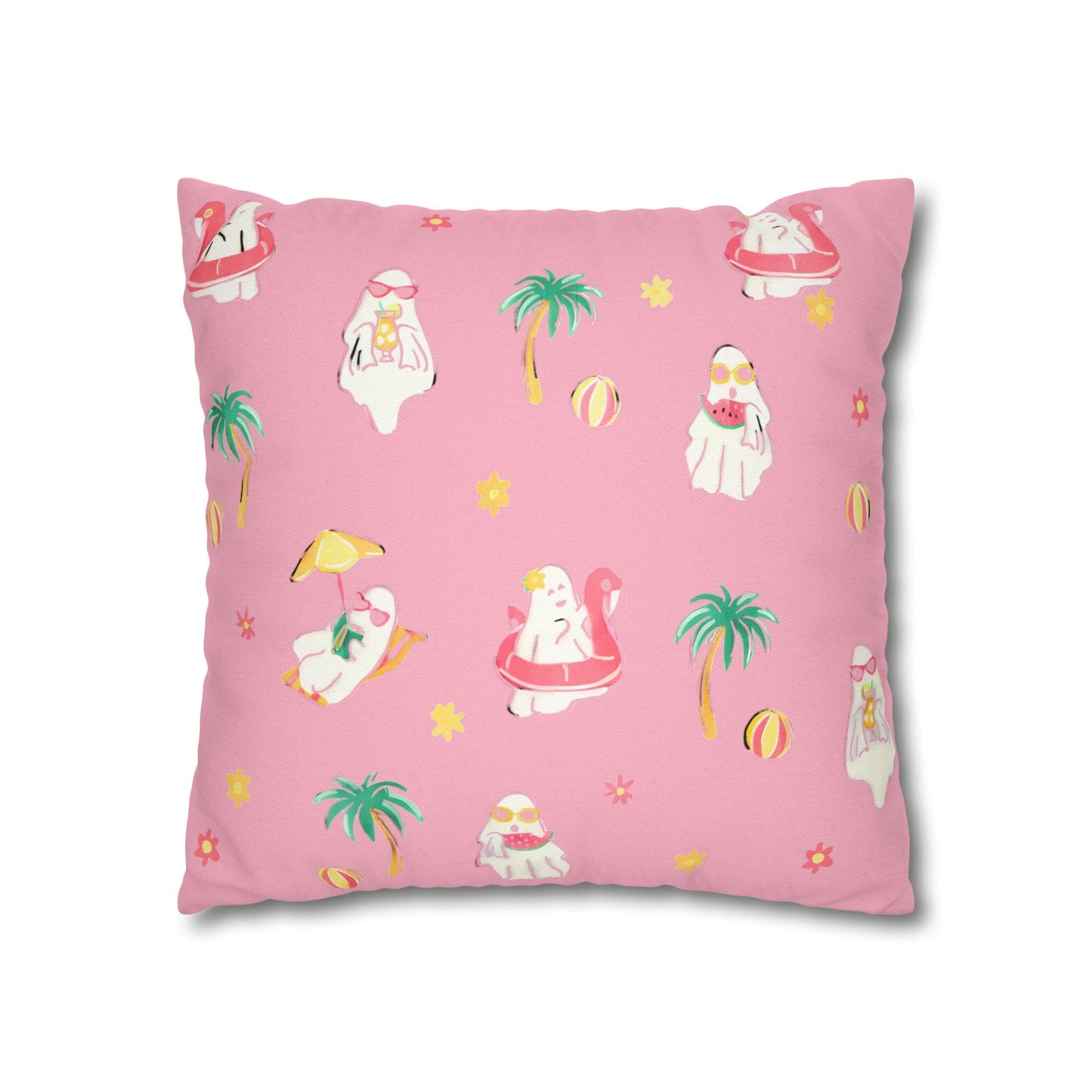 Pink Summerween Pillowcase - Tropical Home Decor, Cute Pillow Cover, Summer Gift, Fun Room Accent, Beach Themed Decor