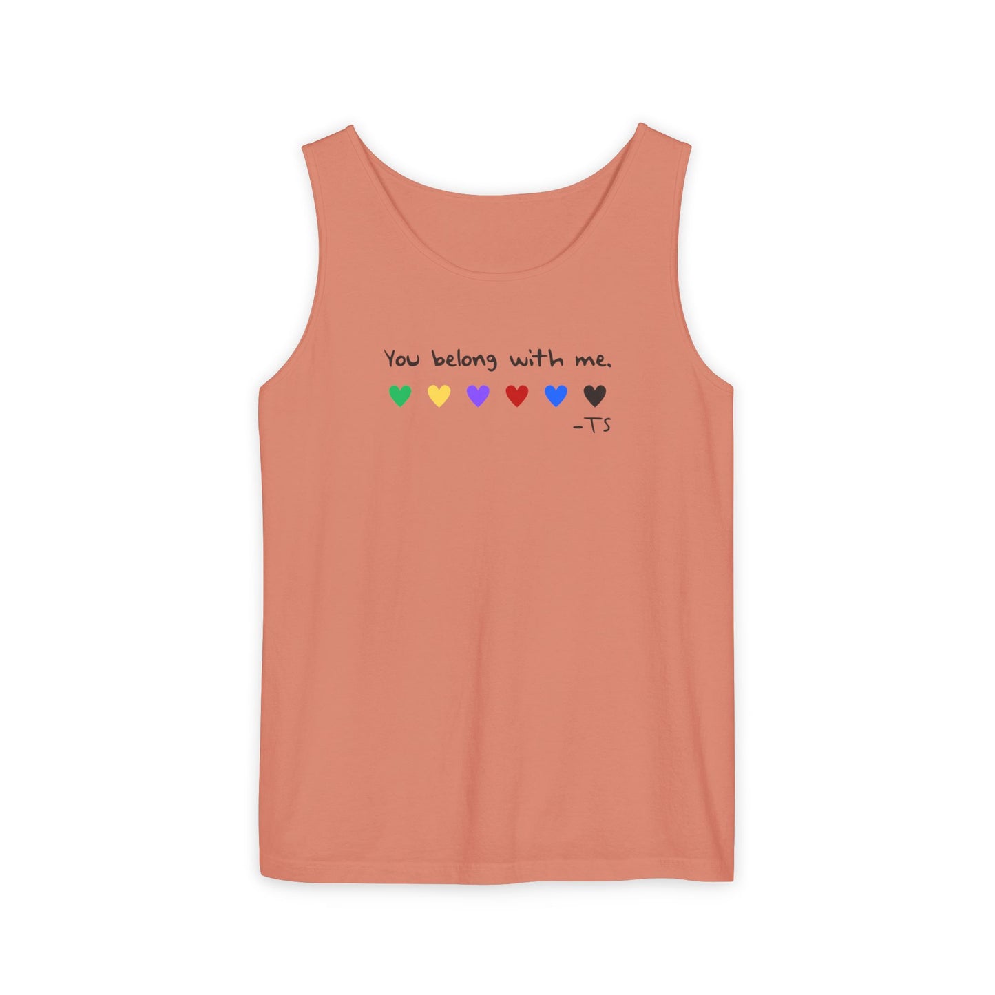 You Belong With Me Printed Comfort Colors Unisex Garment-Dyed Tank Top, Love Heart Tee, Cute Summer Top, Casual Wear, Gift for Friends