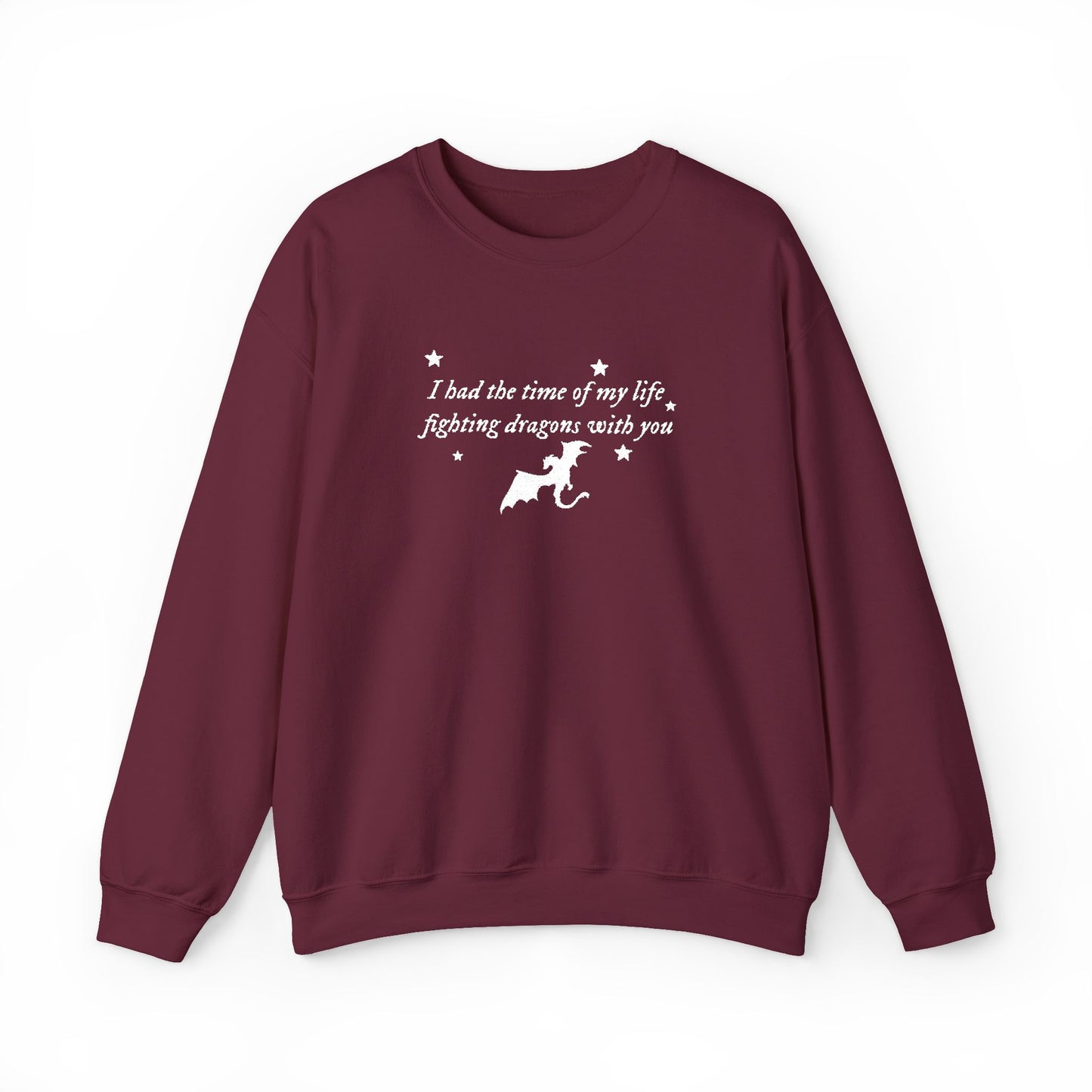 Embroidered Crewneck Sweatshirt — fighting dragons with you
