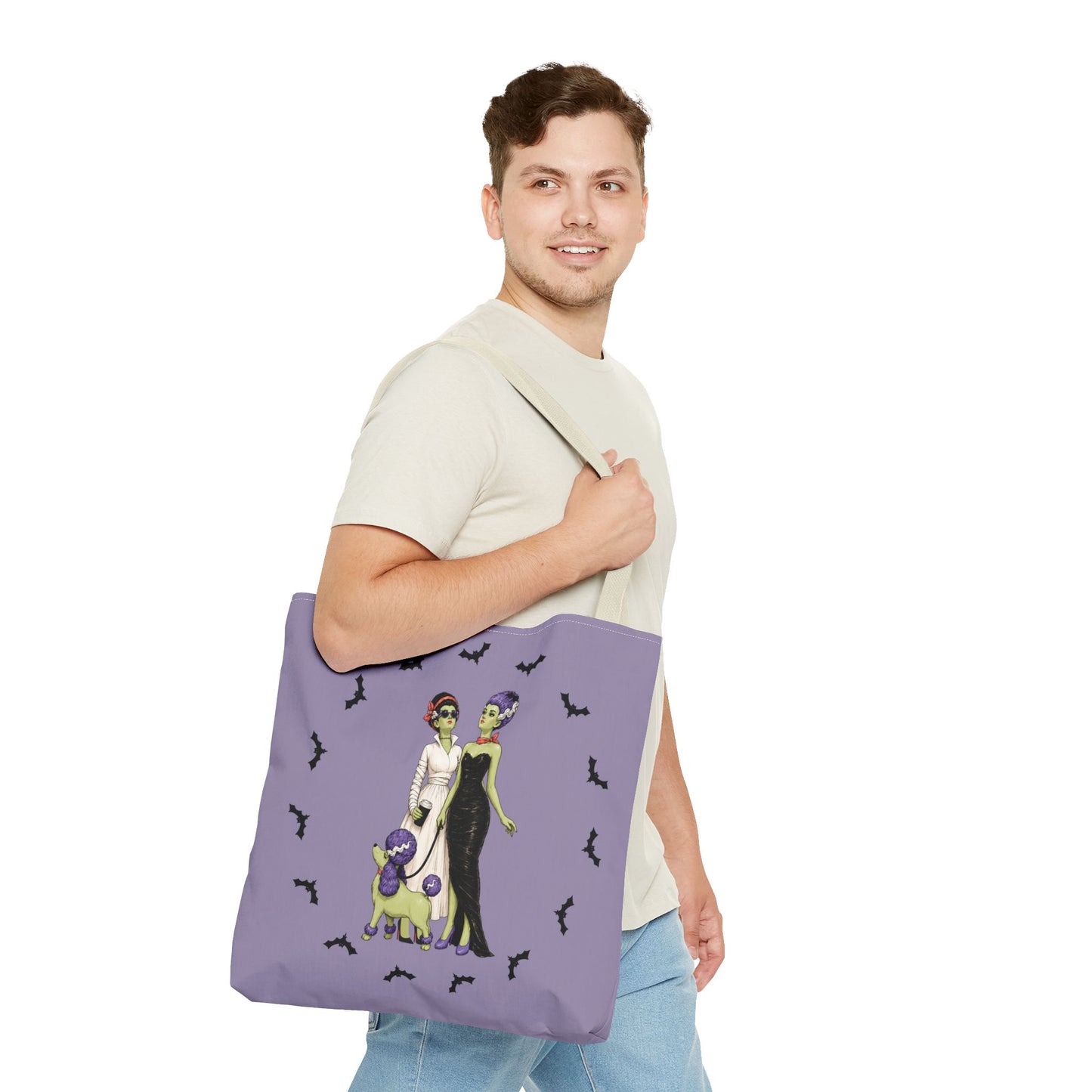 Gothic Brides Tote Bag — Retro Monster Dog Walk Design