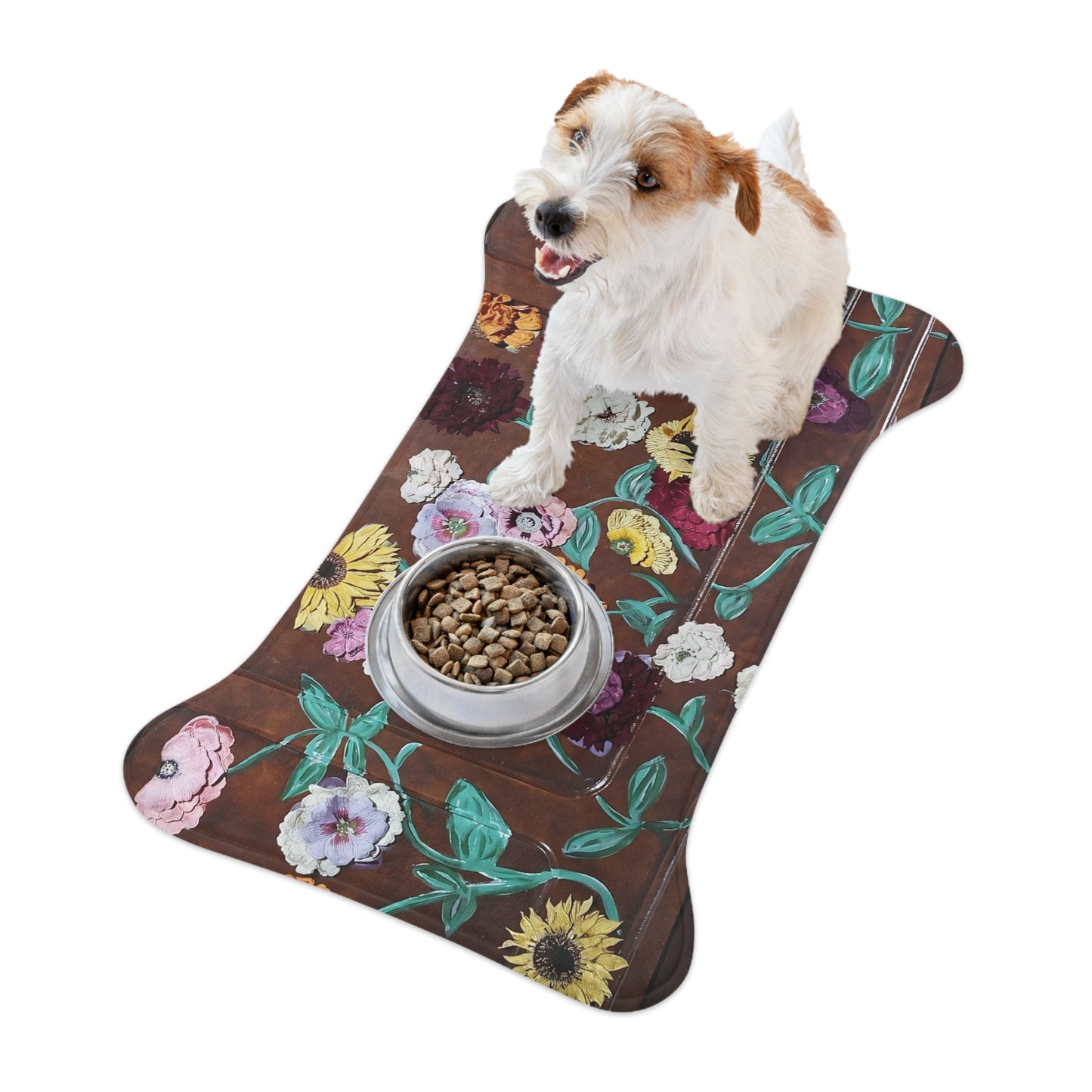 Acoustic Piano Floral Pet Feeding Mat — Waterproof Bowl Placemat for Dogs & Cats
