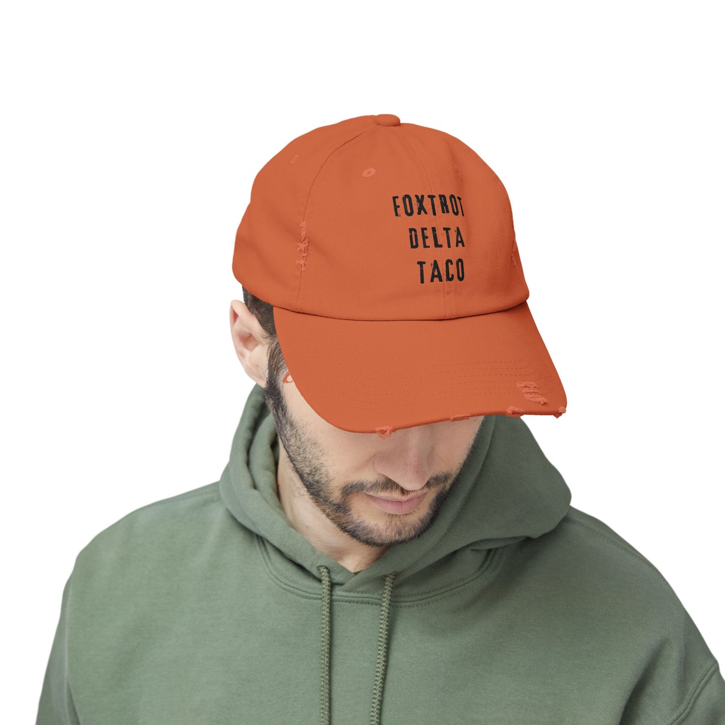 Foxtrot Delta Taco FDT - Anti Trump -Distressed Cap with Fun Slogan – Perfect for Casual Wear, Gifts, Travel, or Everyday Adventures