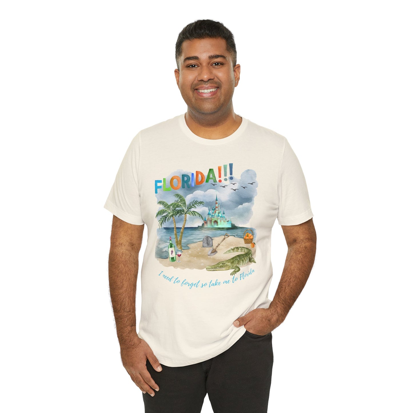 FLORIDA!!! Watercolor Print - Unisex Jersey Short Sleeve Tee