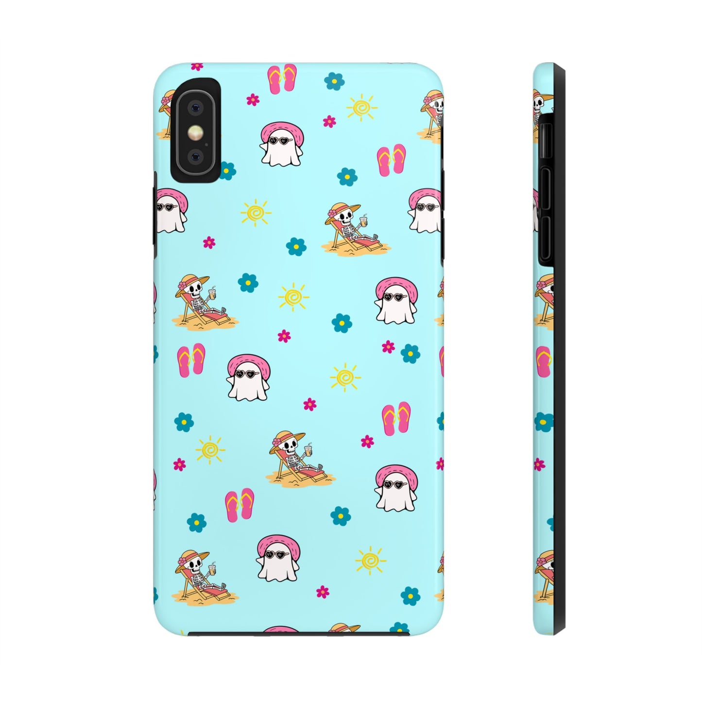 Aqua Summerween Tough Phone Cases, Cute Beach Pattern, Fun Gift for Beach Lovers, Summer Accessories, Protective Phone Cover