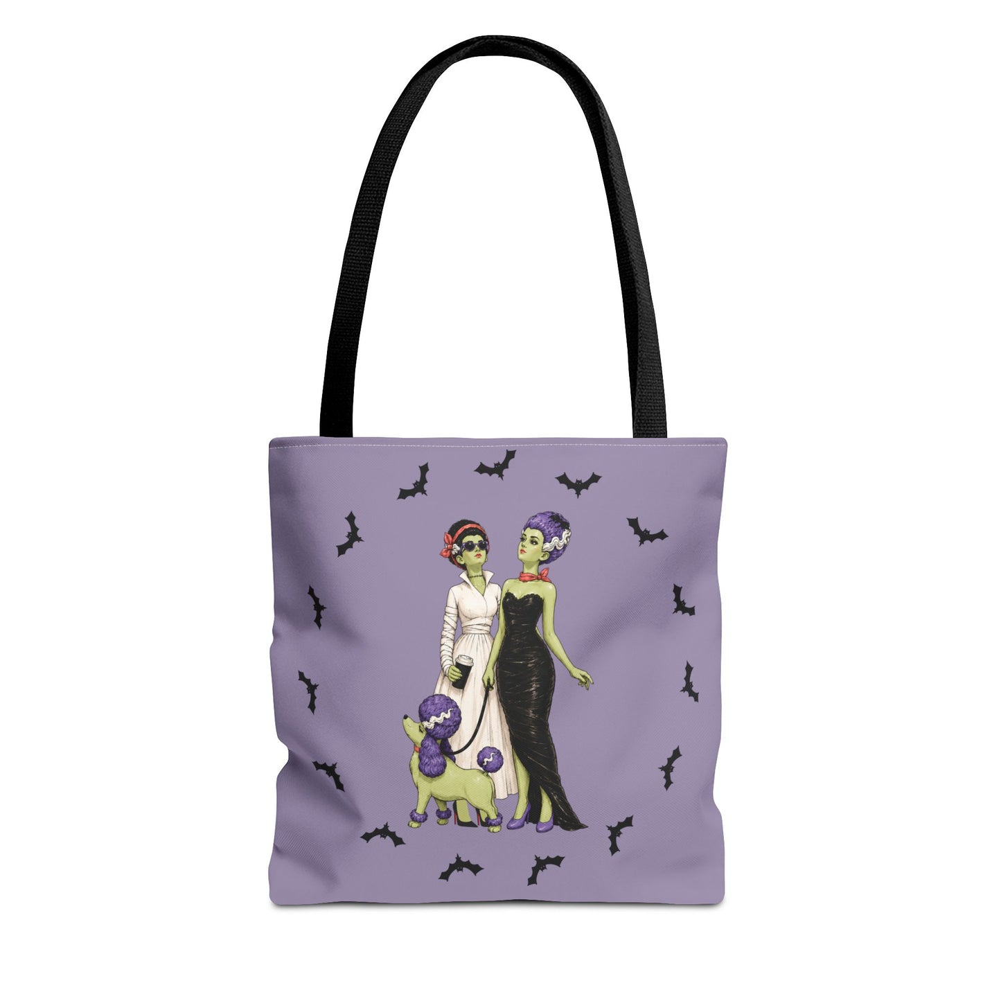 Gothic Brides Tote Bag — Retro Monster Dog Walk Design