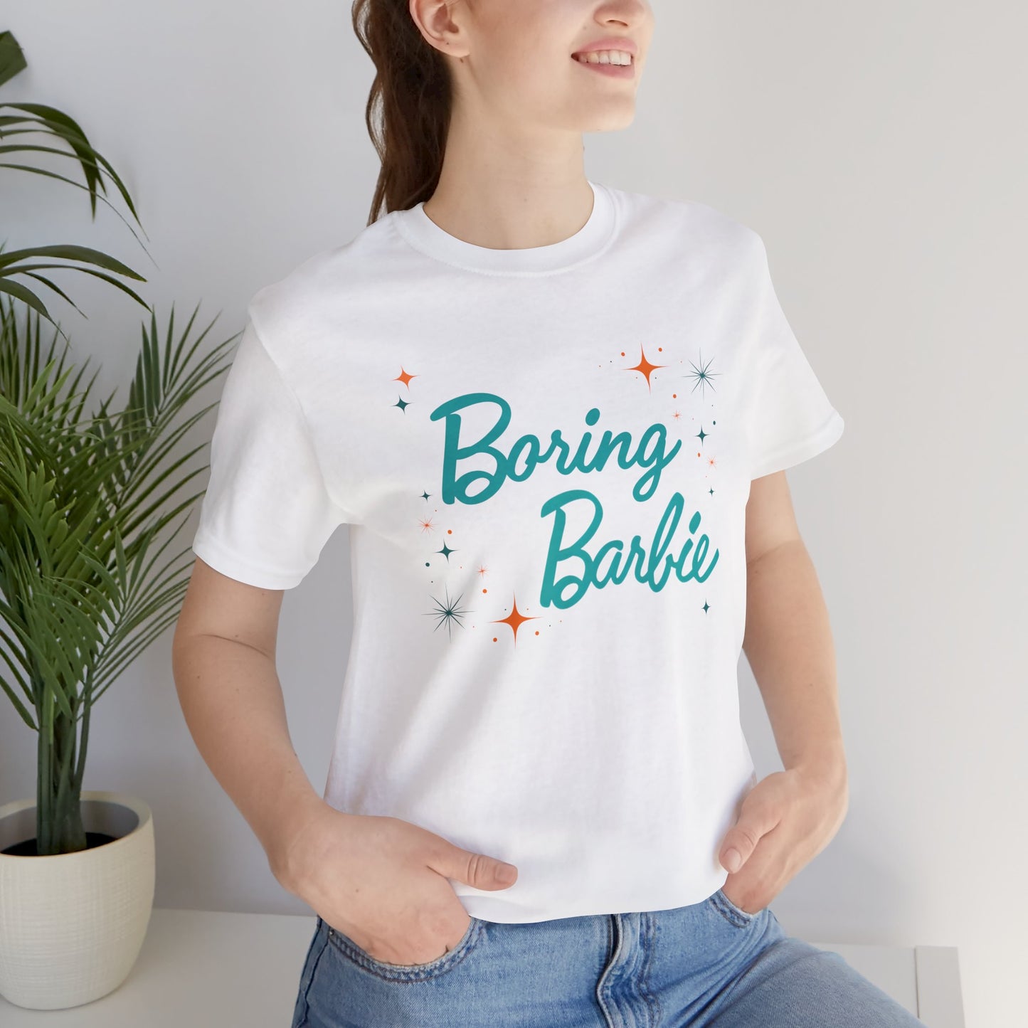 Boring Barbie with stars - Unisex Jersey Tee - Fun Casual Shirt, Gift for Barbie Fans, Summer Wardrobe Essential, Holiday Outfits, Birthday Present