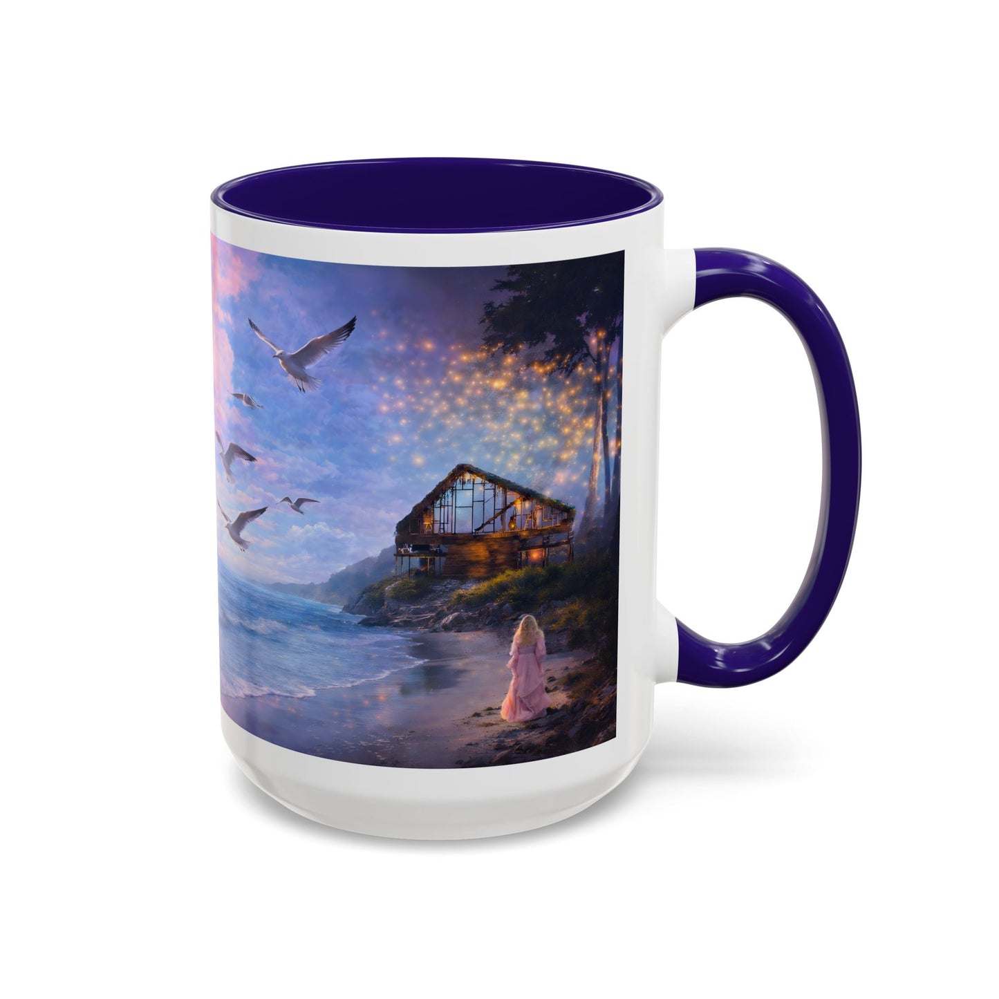 Keep it 100 Seaside Dreamscape Mug — Sunset Ocean Birds Art (11oz & 15oz)