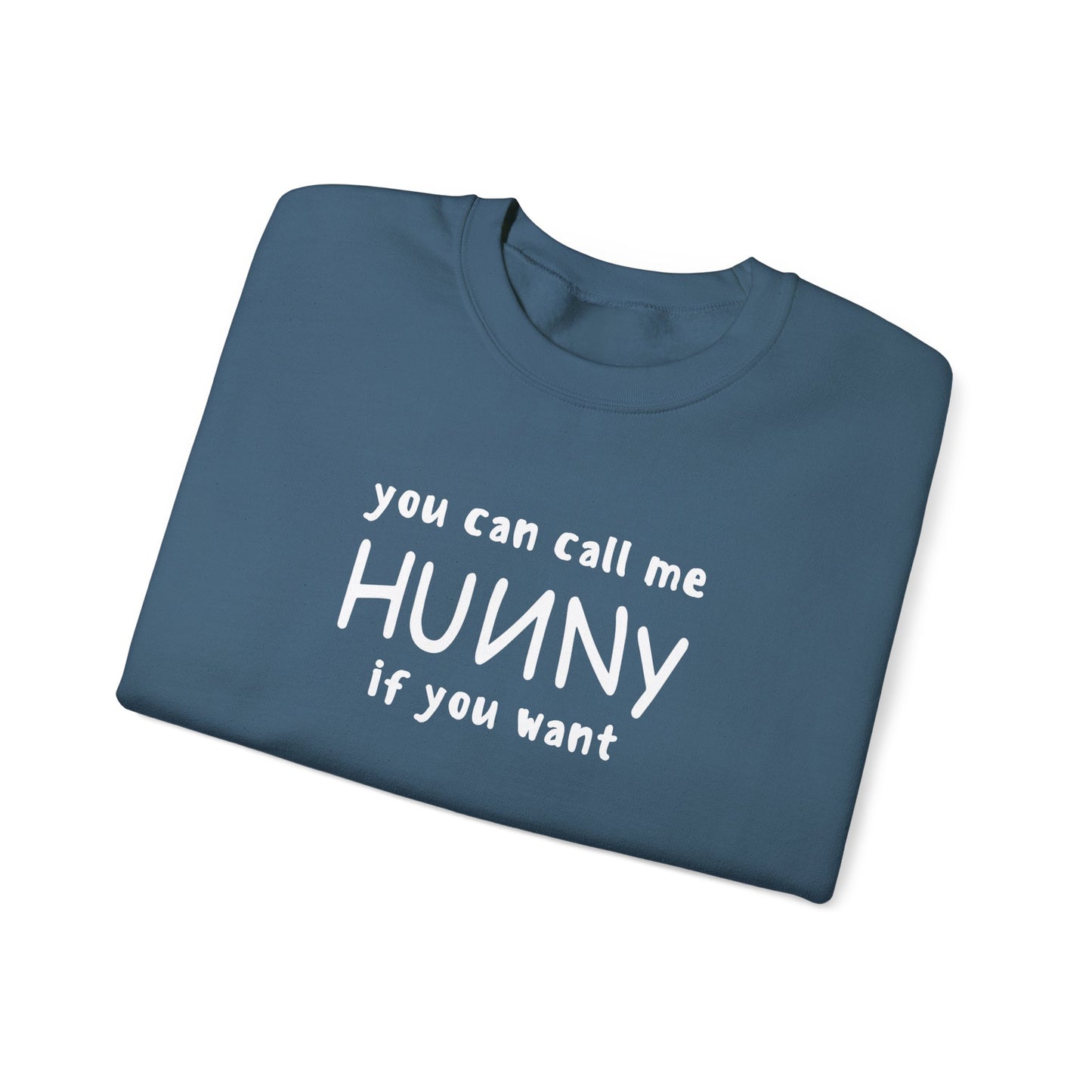 You Can Call Me Hunny Sweatshirt with Sleeve Detail - Cozy Unisex Crewneck, Cute Gift for Friends, Casual Wear, Perfect for Fall & Winter