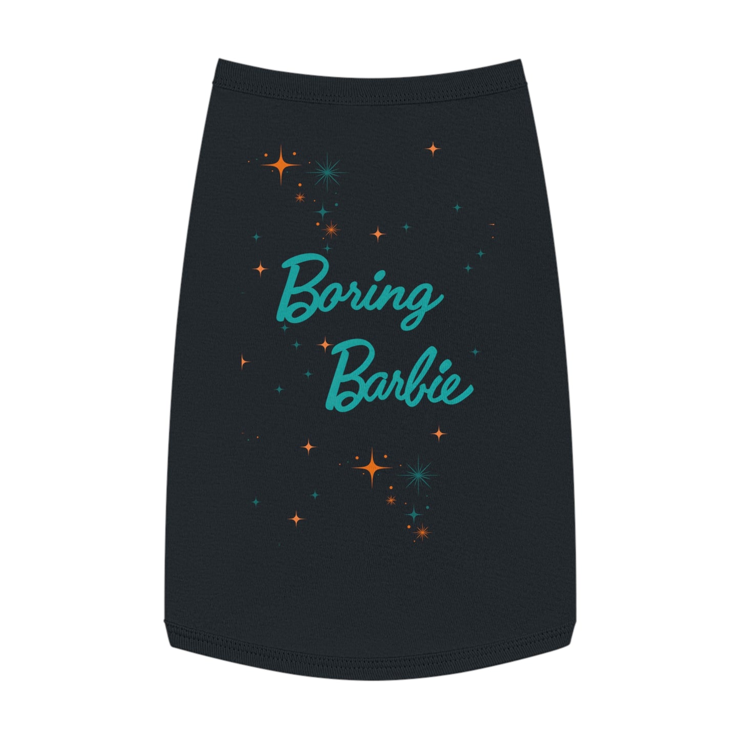Boring Barbie Pet Tank Top — Cute Retro Script Dog Shirt with Sparkle Stars