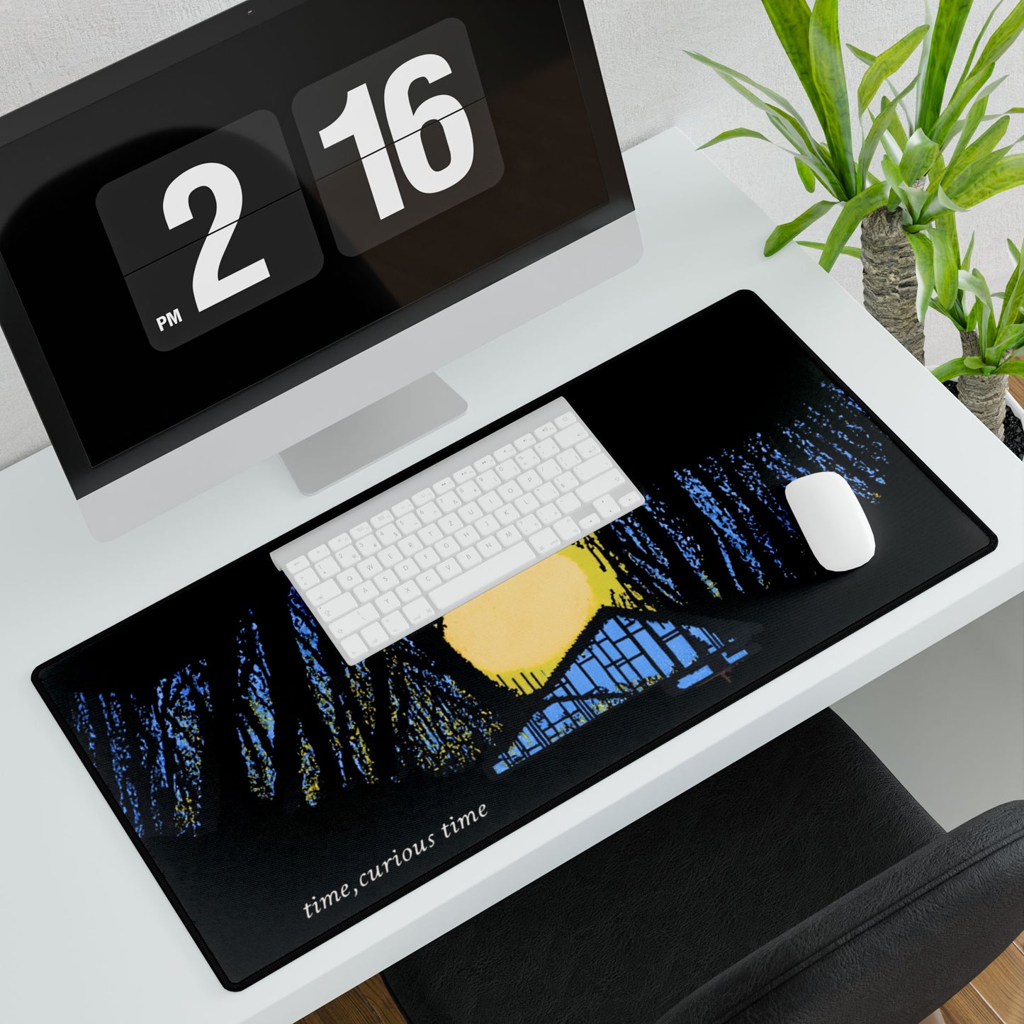Moonlit Cabin Desk Mat – "time, curious time" Scenic XL Mousepad
