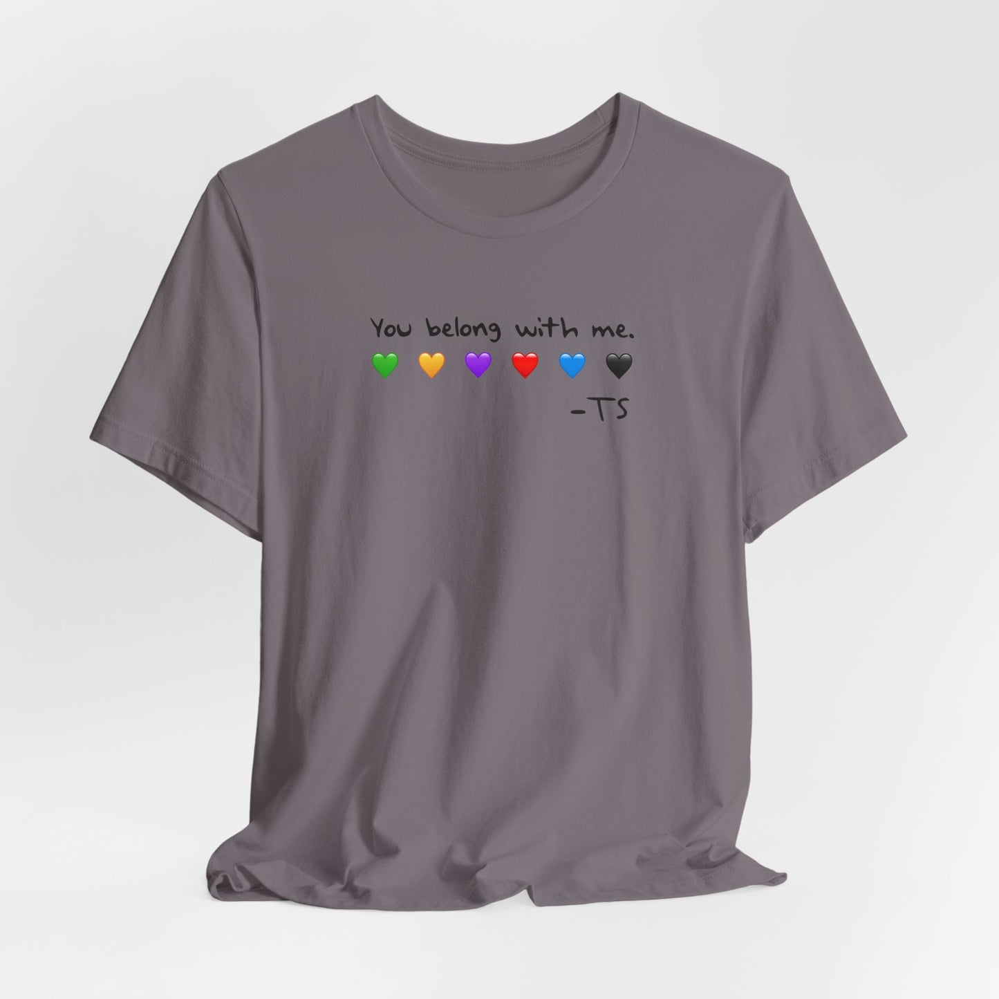 "You Belong With Me" Heart Tee - Unisex Jersey Short Sleeve T-Shirt, Casual Wear, Gift for Friends, Swiftie Gift