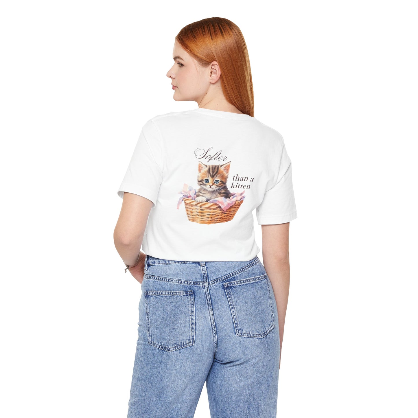 Sweeter than a Peach, Softer than a Kitten - Bella Canvas Unisex Jersey T-Shirt | Graphic Tee for Cat Lovers, Gifts for Her, Birthday Present, Casual Wear, Peach and Kitten Designs