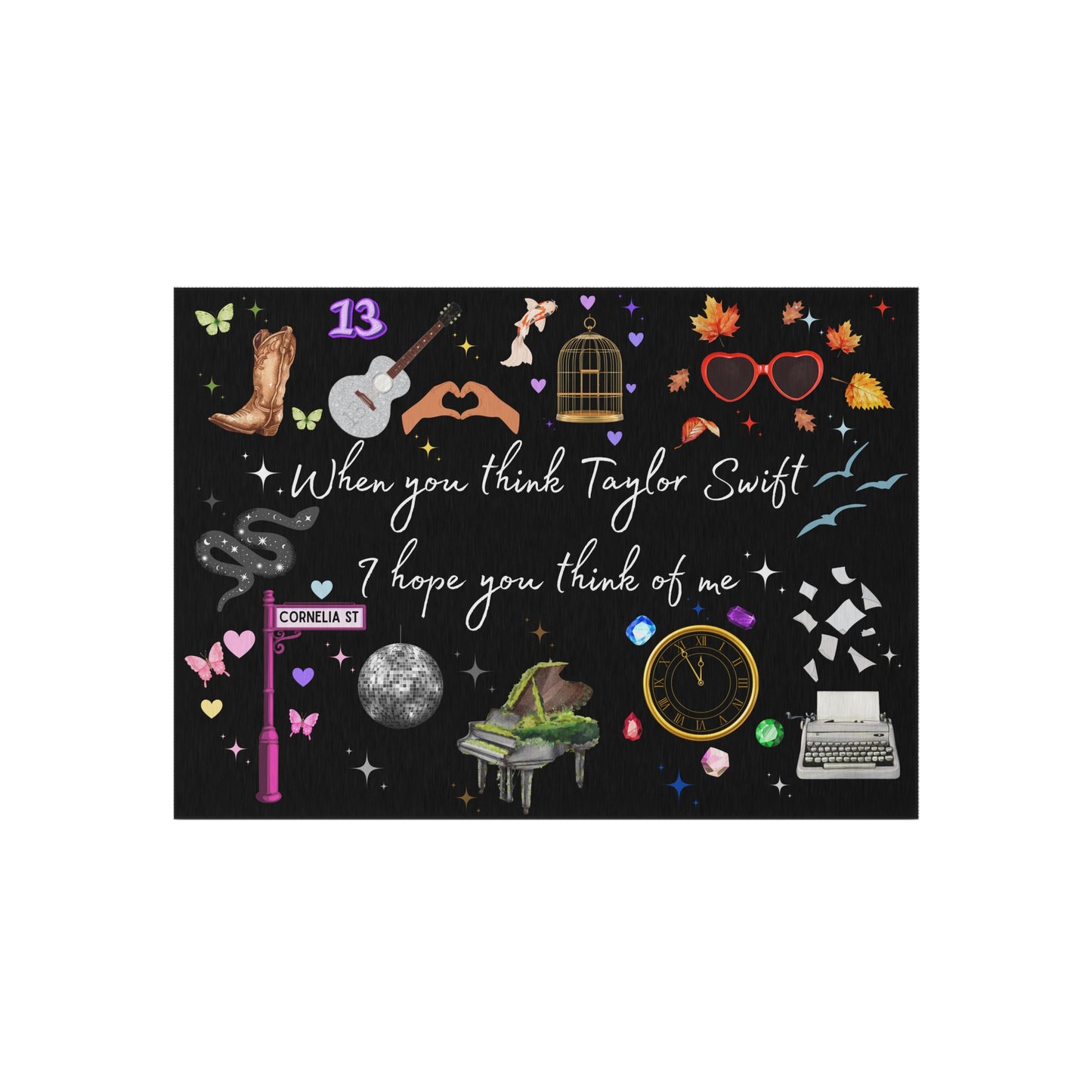 I hope you think of me - Outdoor Rug, Music Decor, Outdoor Living, Patio Accessory, Gift for Fan, Boho Home