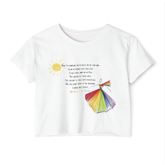 Now I'm dancing in my dress in the sun - rainbow pride version - Women's Festival Crop Top