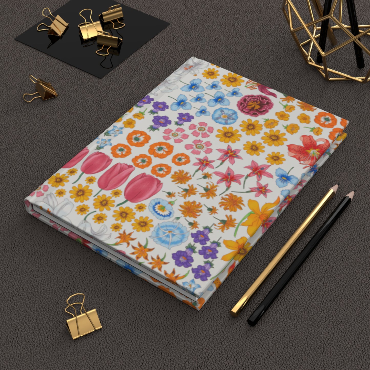 Vibrant Floral Hardcover Journal "Flora White" - Perfect for Journaling and Note-Taking