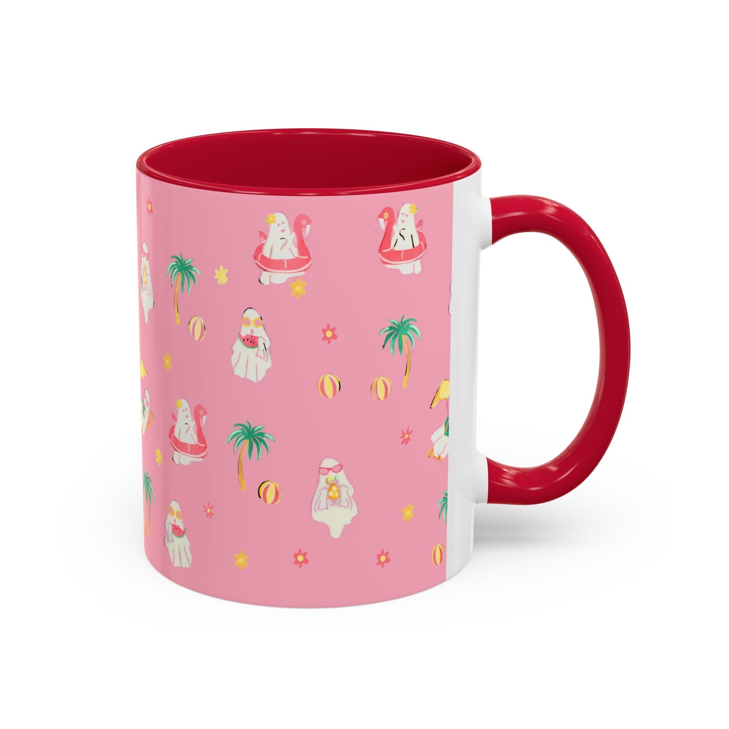 Pink Summerween Ghostie Mugs - Fun Gift, Beach Decor, Unique Coffee Cup, Cute Summer Drinkware, Perfect for Summer