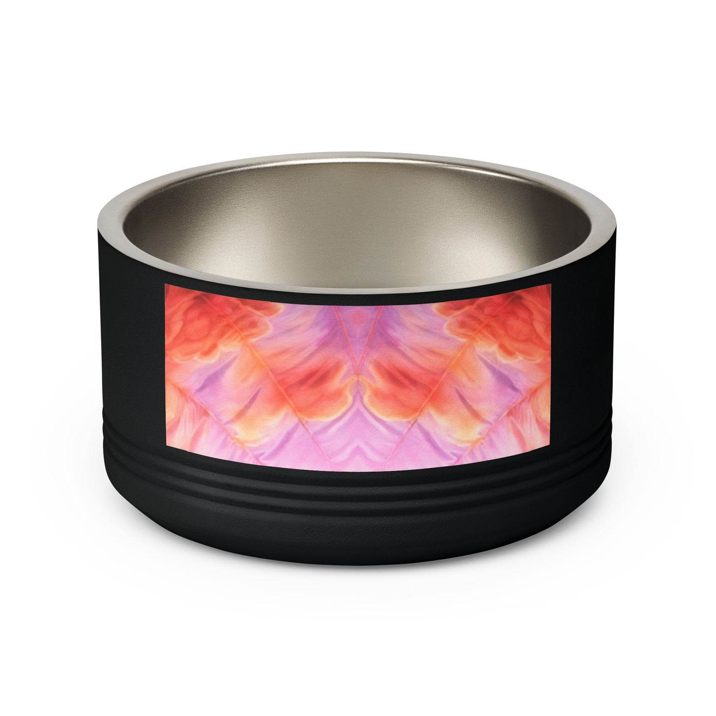 Miss Americana Stainless Steel Pet Bowl - Pink Orange Watercolor Floral Design, 18oz