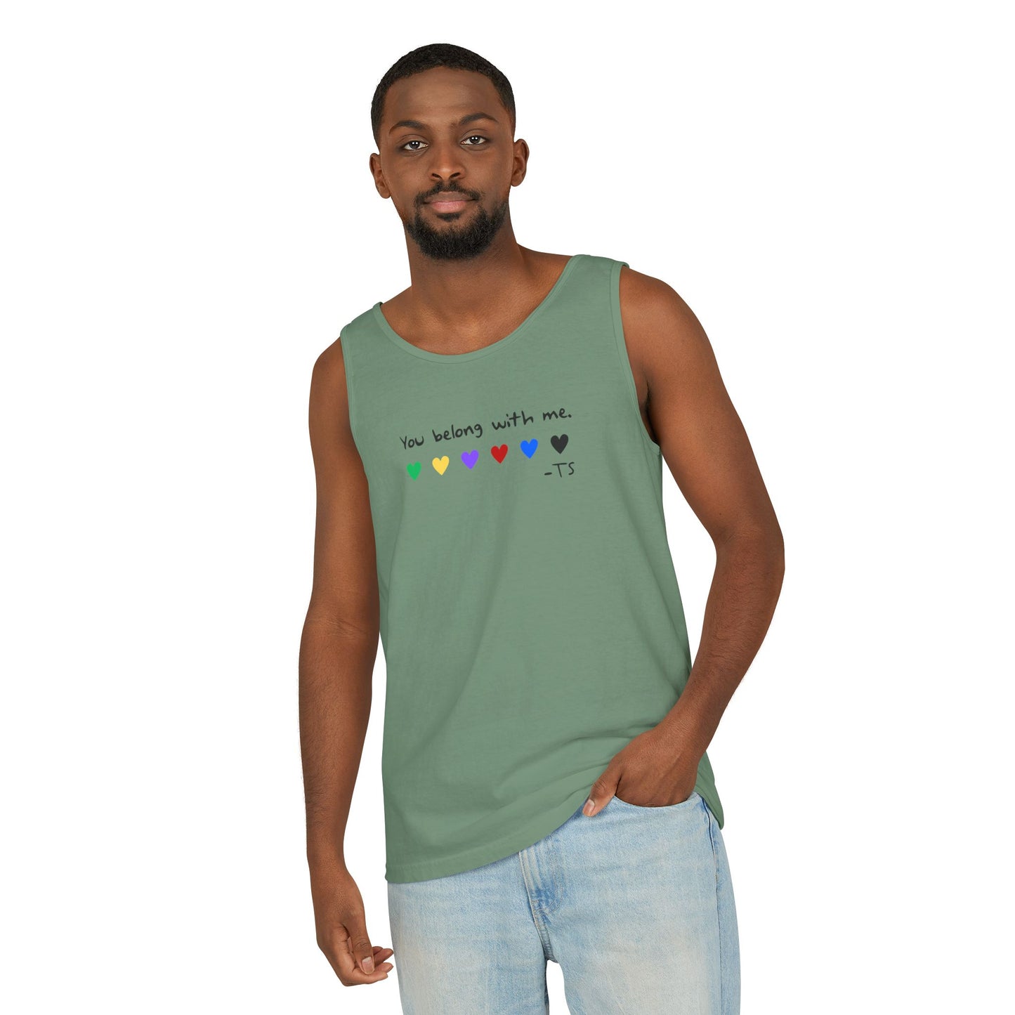 You Belong With Me Printed Comfort Colors Unisex Garment-Dyed Tank Top, Love Heart Tee, Cute Summer Top, Casual Wear, Gift for Friends