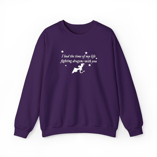 Embroidered Crewneck Sweatshirt — fighting dragons with you