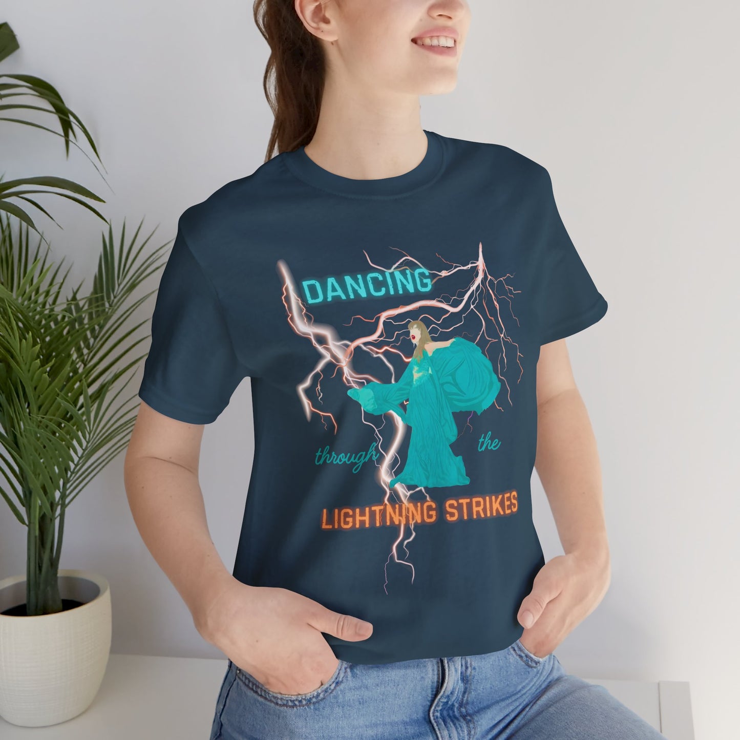 Dancing Through the Lightning Strikes Tee, Unisex Graphic T-Shirt for Music Lovers, Concert Attire, Festival Wear, Unique Gift