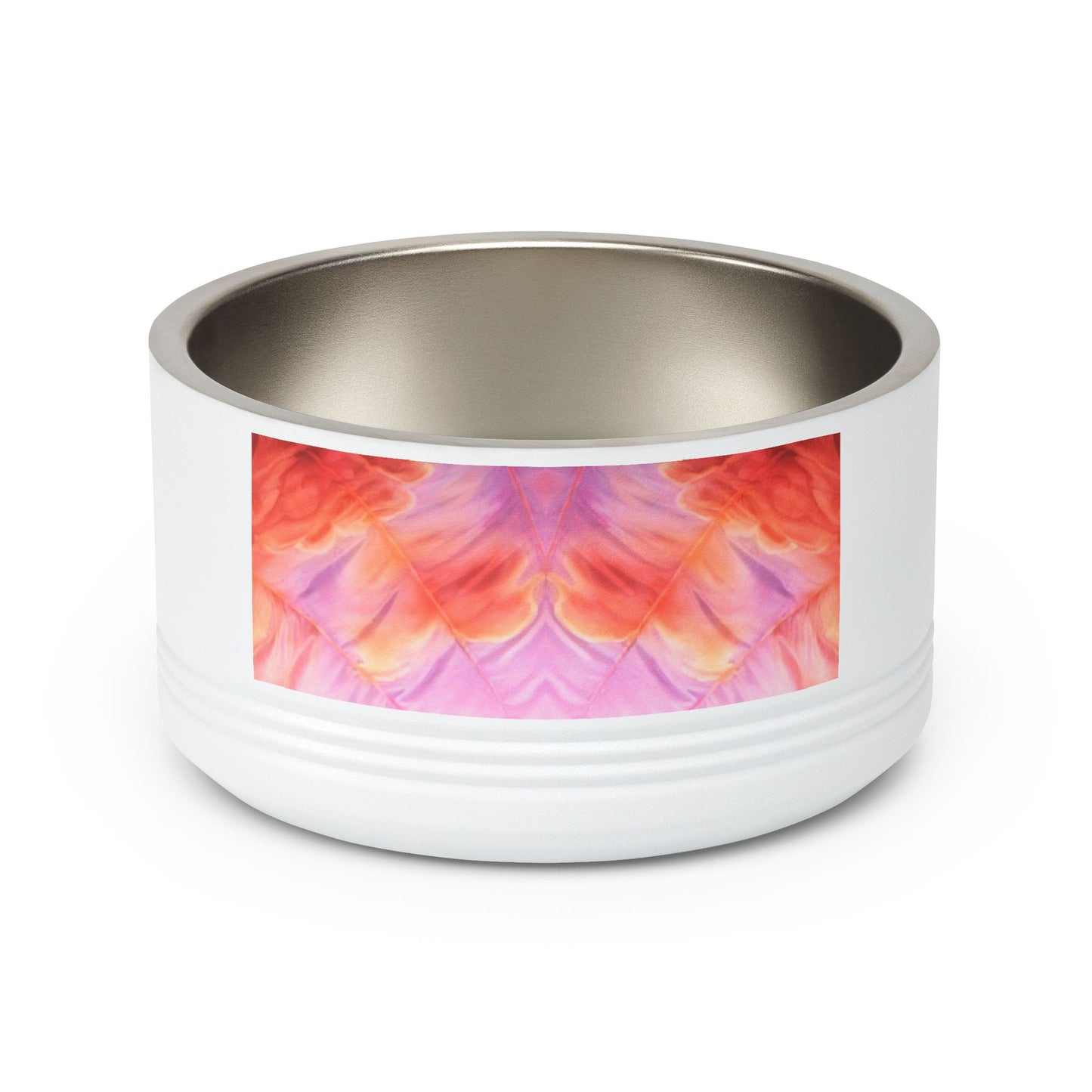 Miss Americana Stainless Steel Pet Bowl - Pink Orange Watercolor Floral Design, 18oz