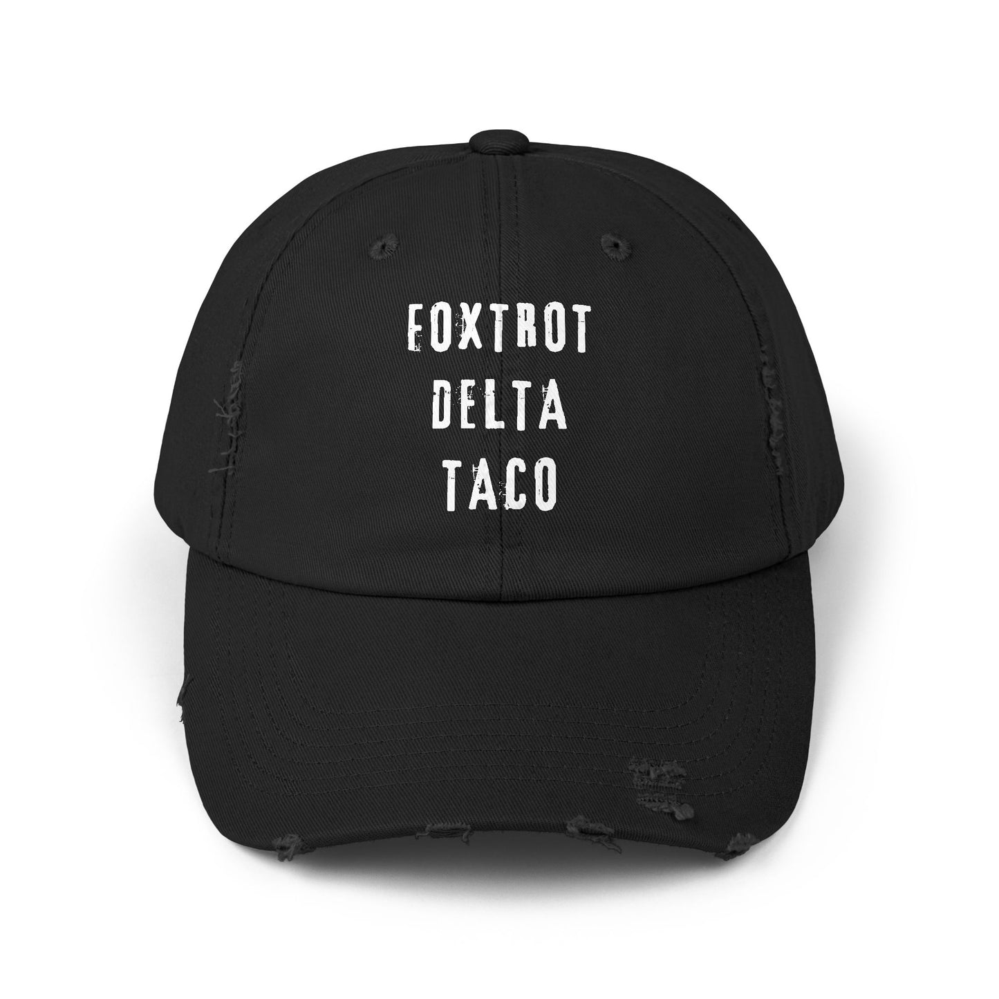 Foxtrot Delta Taco FDT - Anti Trump -Distressed Cap with Fun Slogan – Perfect for Casual Wear, Gifts, Travel, or Everyday Adventures