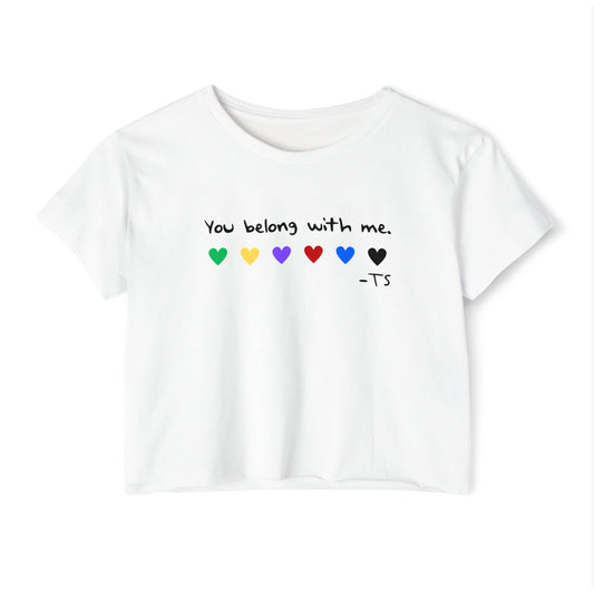 Festival Vibes Crop Top - You Belong With Me, Pride Apparel, LGBTQ+ Clothing, Summer Festival Wear, Concert Outfit