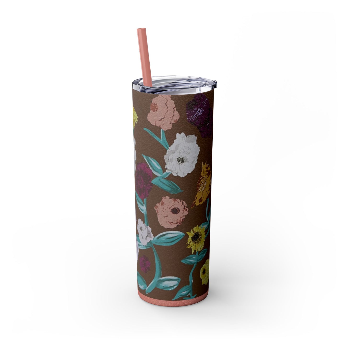 Surprise Song Piano Flowers - Vinyl Case Inspired - Skinny Tumbler with Straw, 20oz