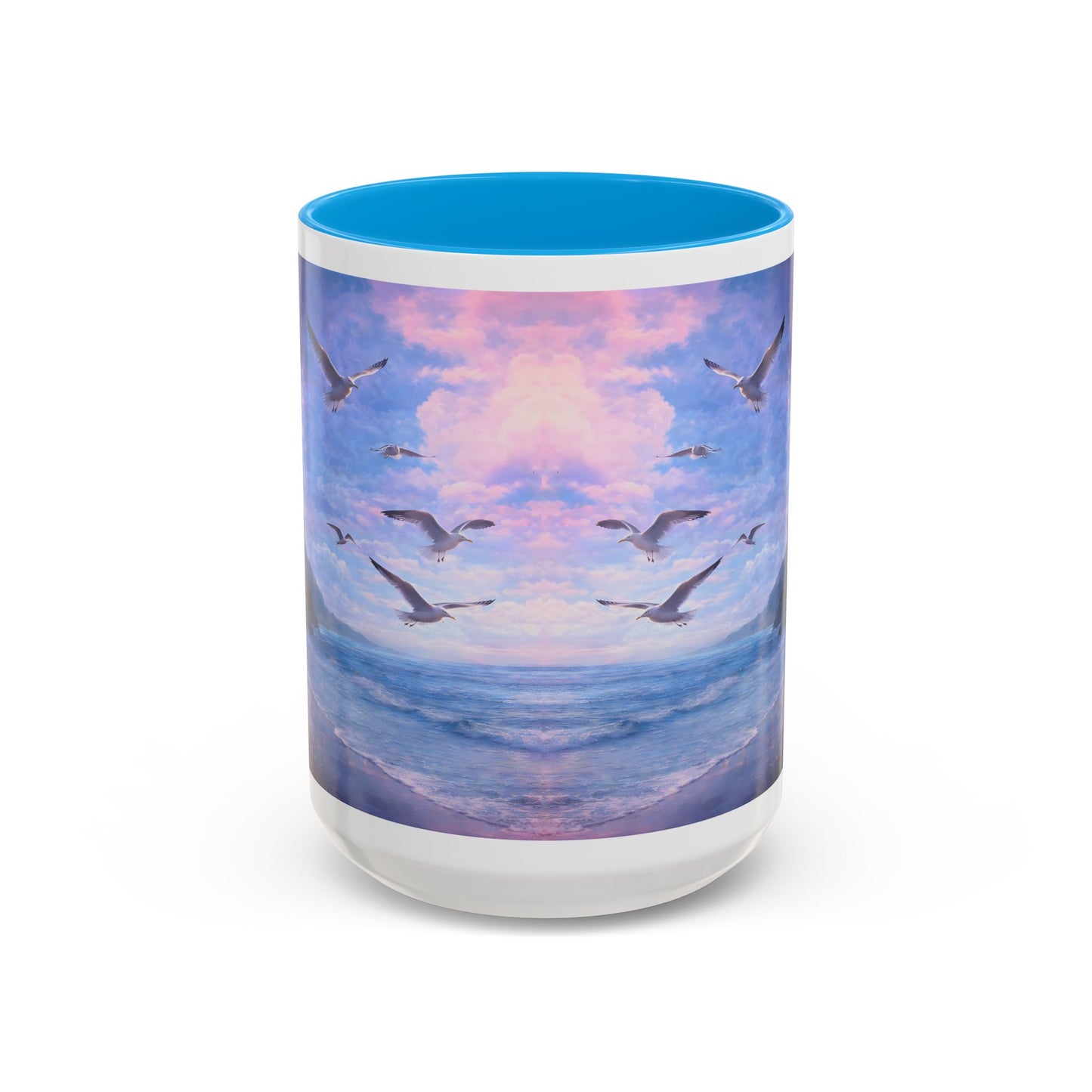 Keep it 100 Seaside Dreamscape Mug — Sunset Ocean Birds Art (11oz & 15oz)