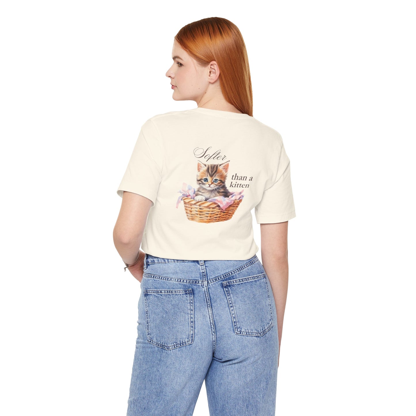Sweeter than a Peach, Softer than a Kitten - Bella Canvas Unisex Jersey T-Shirt | Graphic Tee for Cat Lovers, Gifts for Her, Birthday Present, Casual Wear, Peach and Kitten Designs