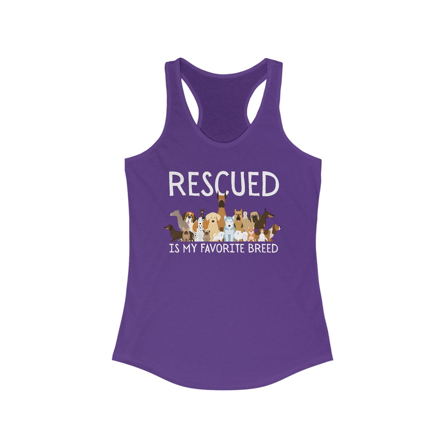 Rescued is My Favorite Breed Tank Top, Animal Lover Gift, Dog Rescue Shirt, Casual Summer Apparel, Pet Adoption Support Top