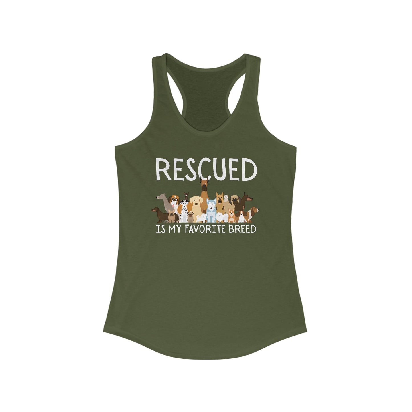 Rescued is My Favorite Breed Tank Top, Animal Lover Gift, Dog Rescue Shirt, Casual Summer Apparel, Pet Adoption Support Top