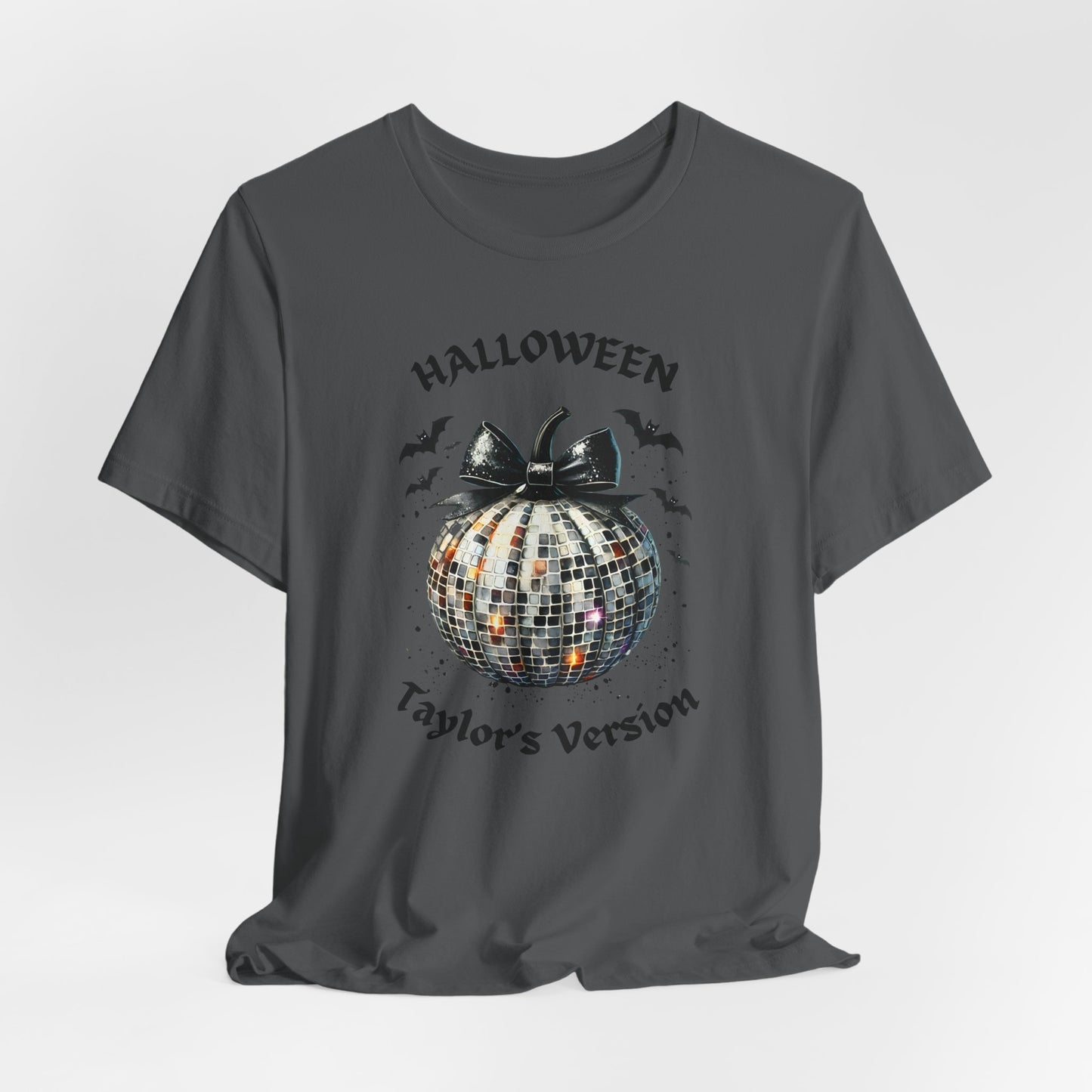 Halloween - TV - Black Disco Ball Pumpkin - Bats - Swiftie Halloween - Unisex Jersey Short Sleeve Tee