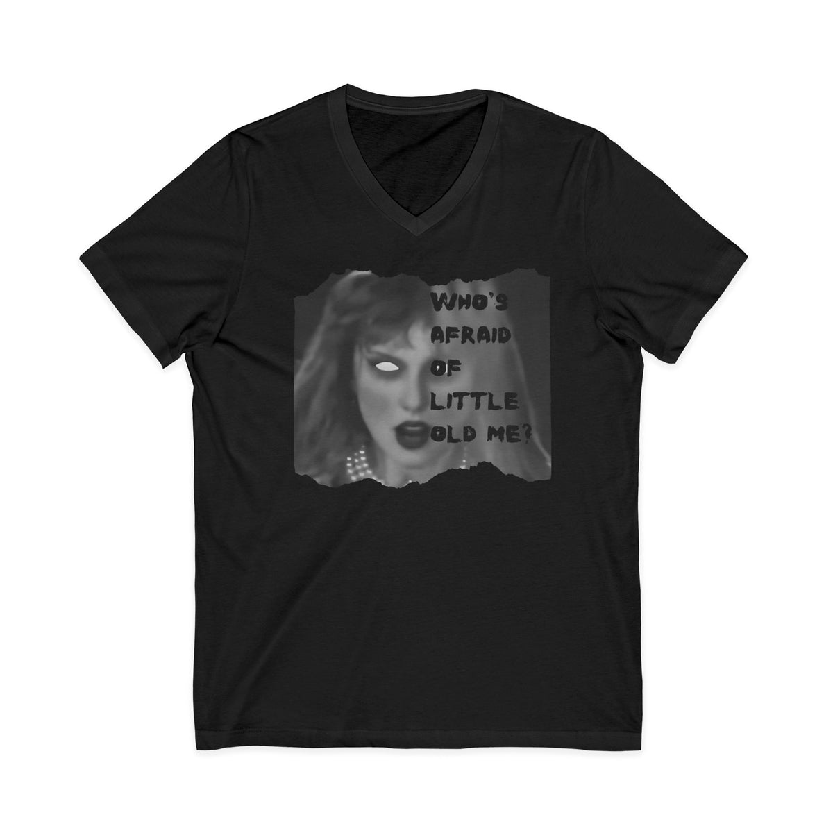 Who's Afraid of Little Ole Me? Unisex VNECK T-Shirt, Halloween Costume Tee, Spooky Gift, Horror Lover Shirt, Statement Tee
