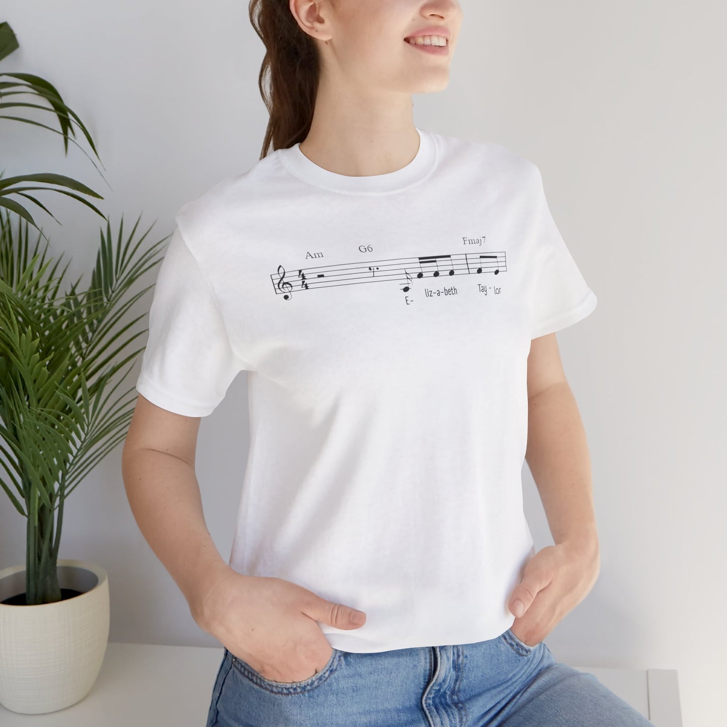 Elizabeth Tay-lor Musical Notes Unisex Tee, Gift for Musicians, Music Lover T-Shirt, Casual Everyday Wear, Concert Outfit