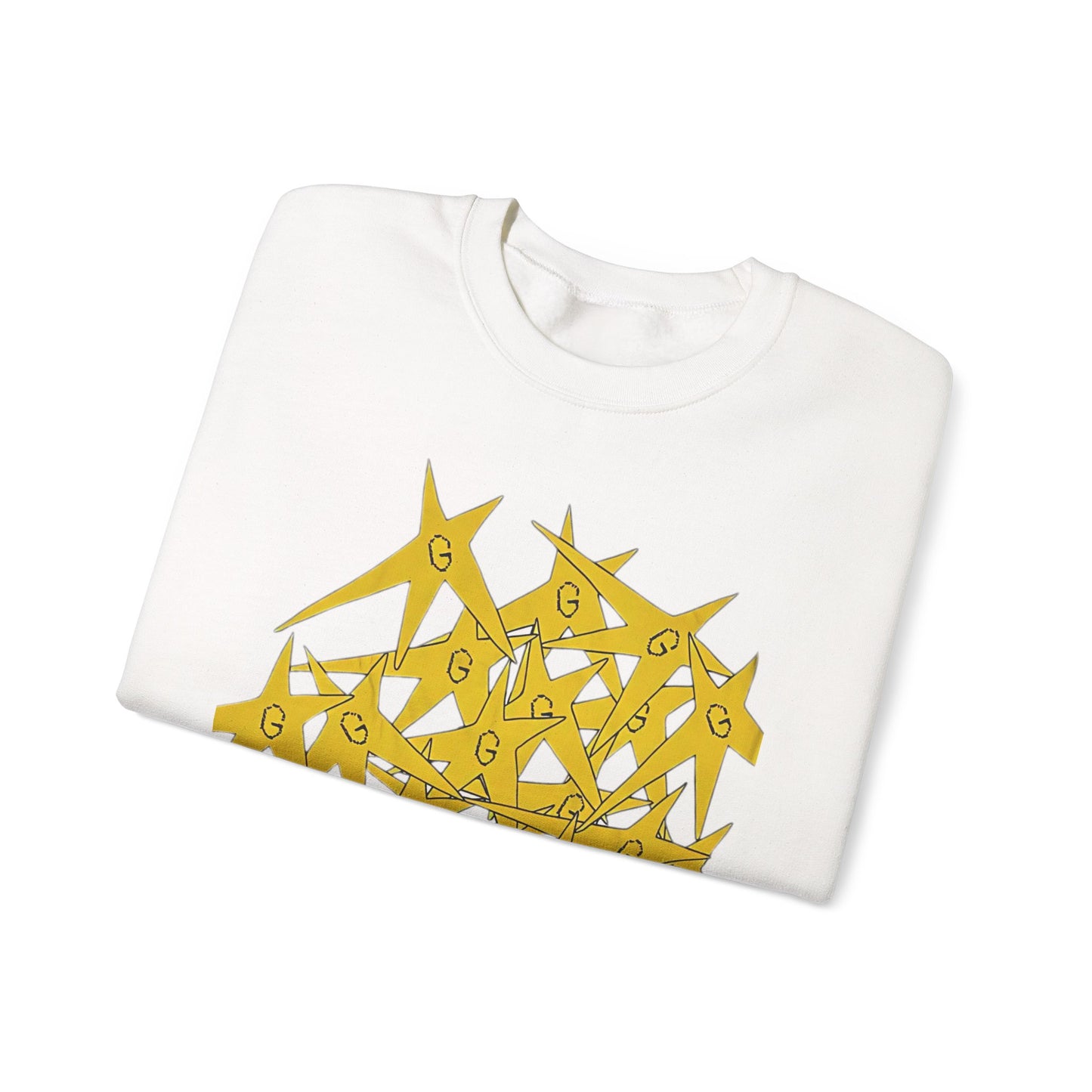 Yellow Stars Pattern Crewneck Sweatshirt