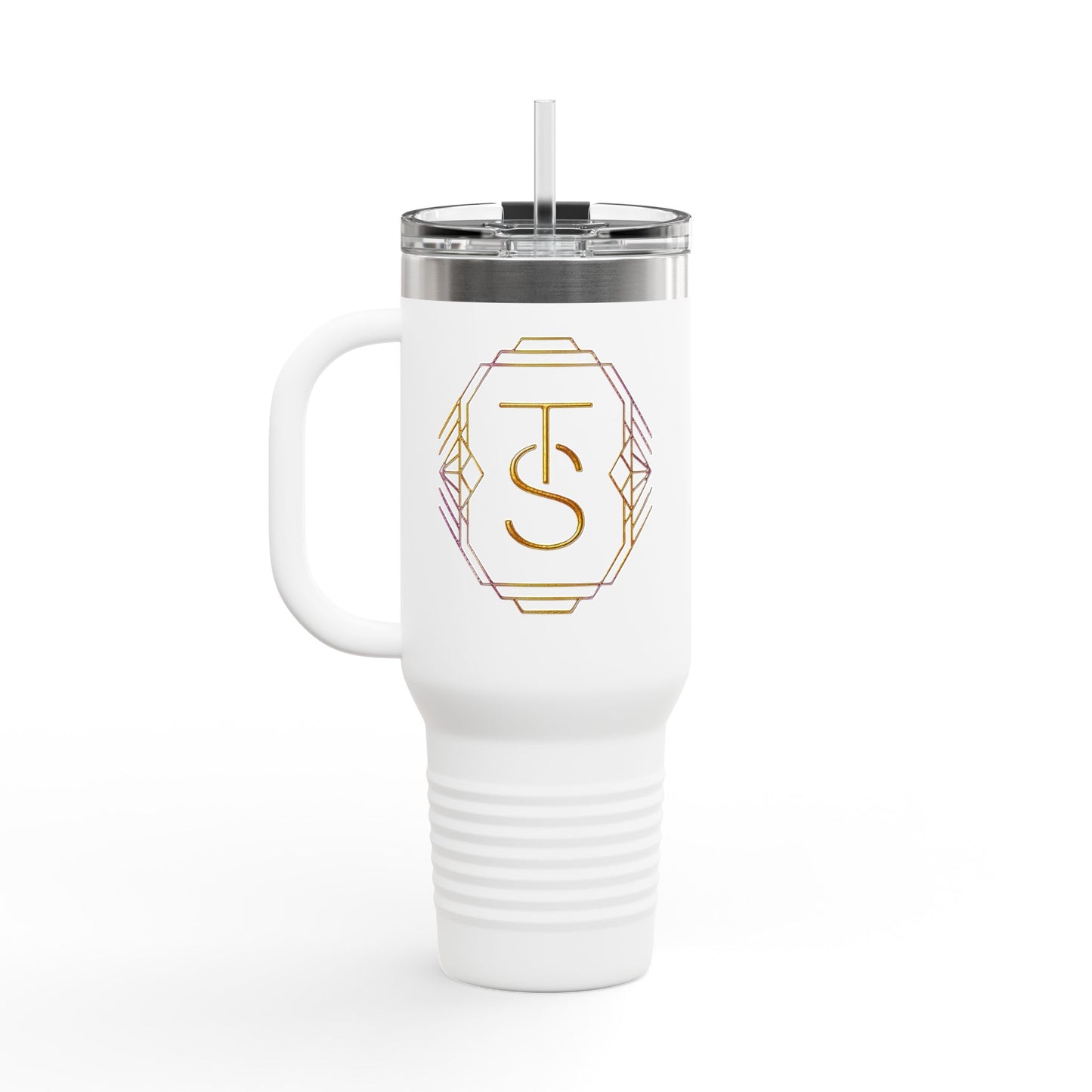 40oz Insulated Travel Mug with Gold Monogram – Large Thermal Tumbler