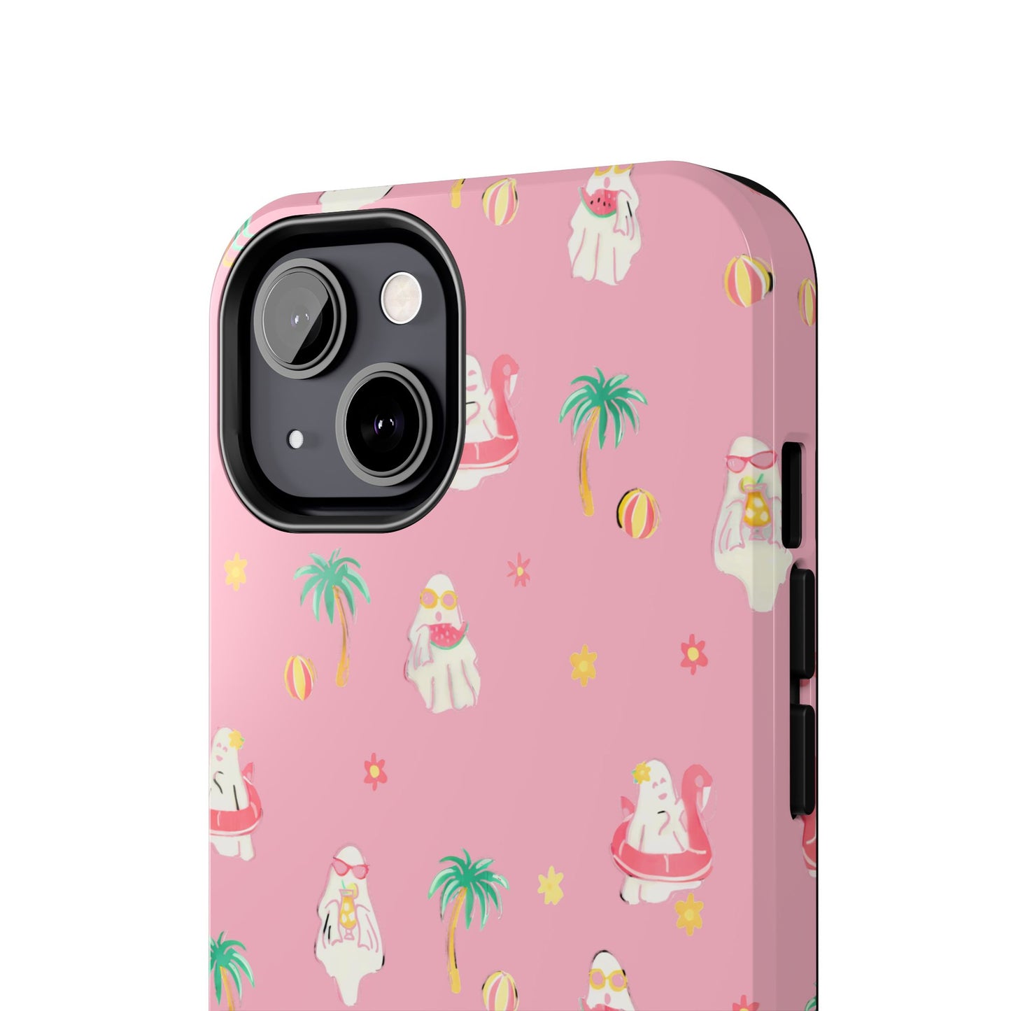 Pink Summerween Phone Cases with Ghosties - Fun Vacation Accessories, Cute Gift for Beach Lovers, Phone Covers, Summer Essentials