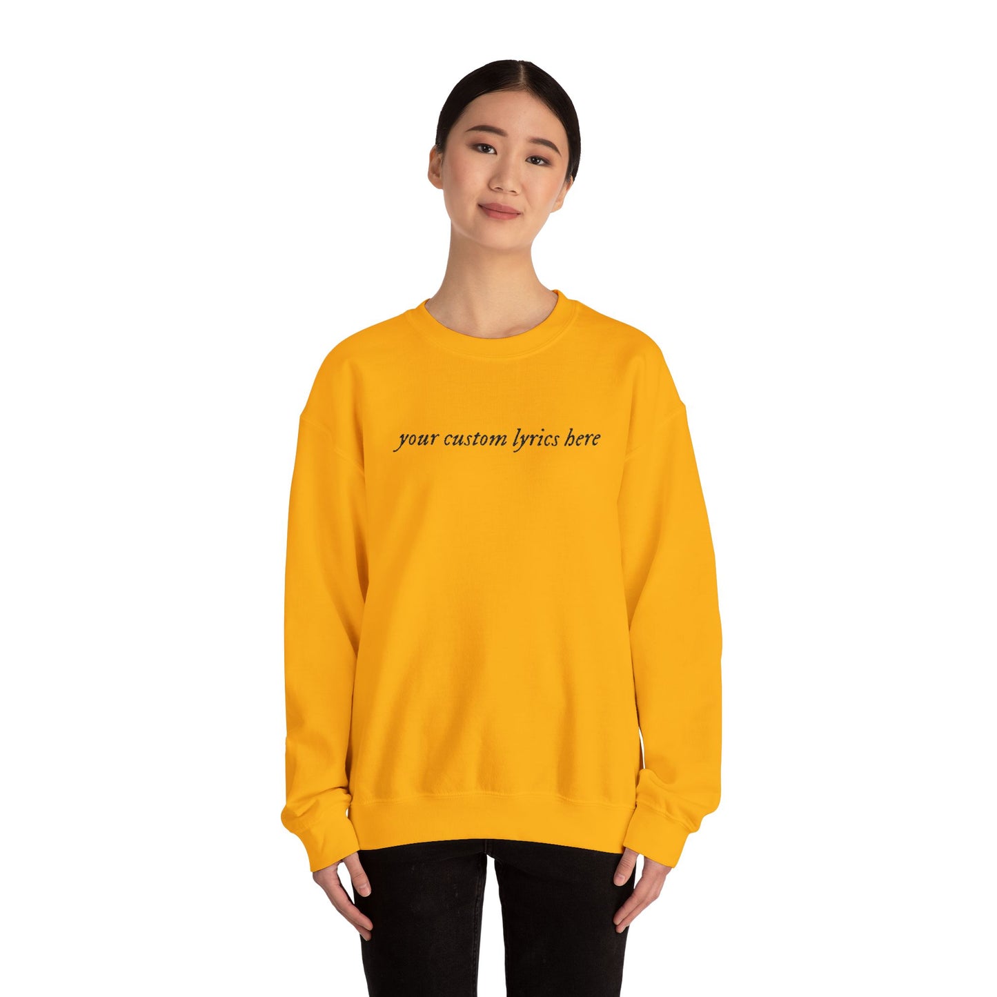 Embroidered Custom Lyrics Crewneck Sweatshirt — light color sweatshirt, dark lyrics
