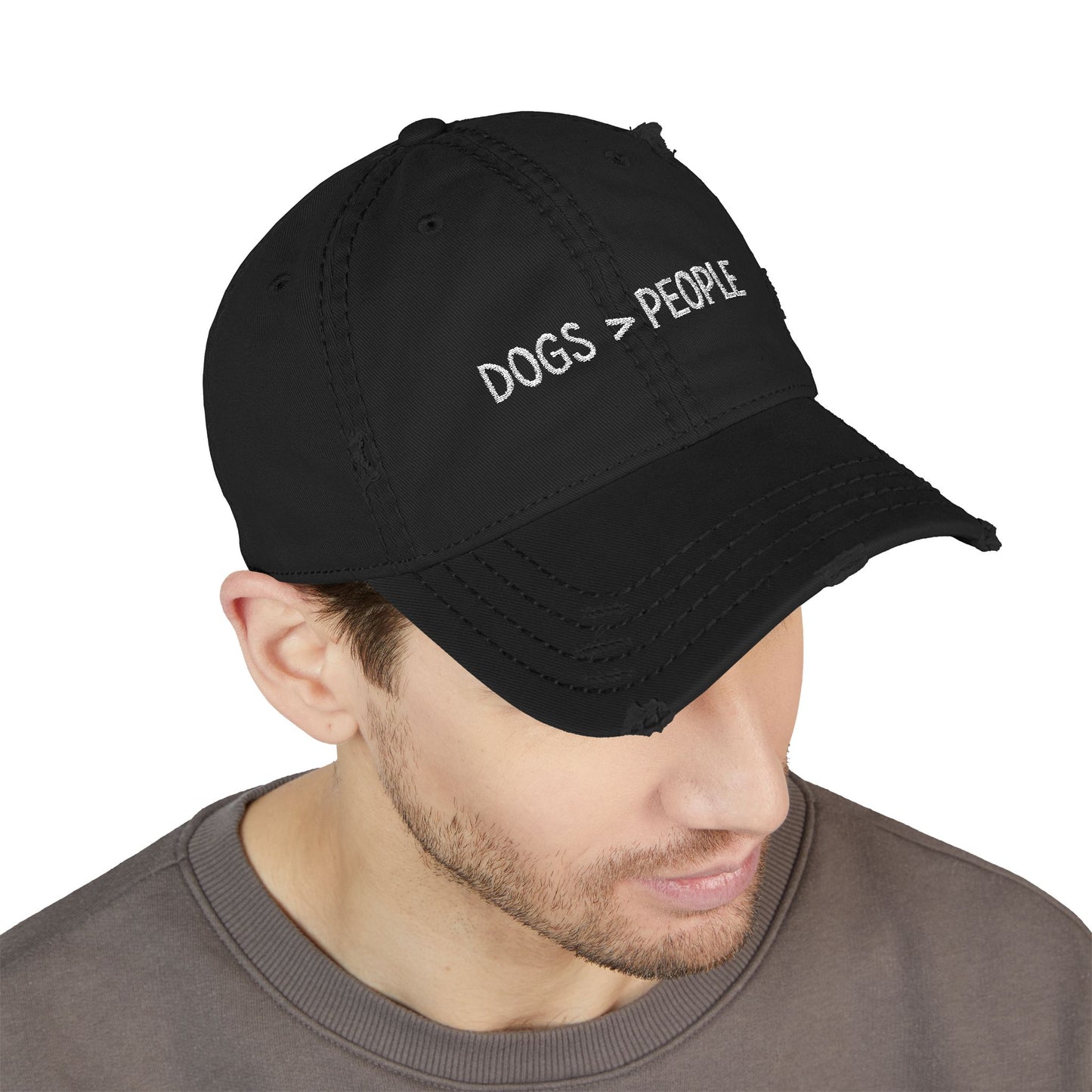 Dogs are better than people - Distressed Dog Lover Cap, Casual Dad Hat, Embroidered Baseball Hat, Relaxed Style Accessory, Gift for Pet Owners