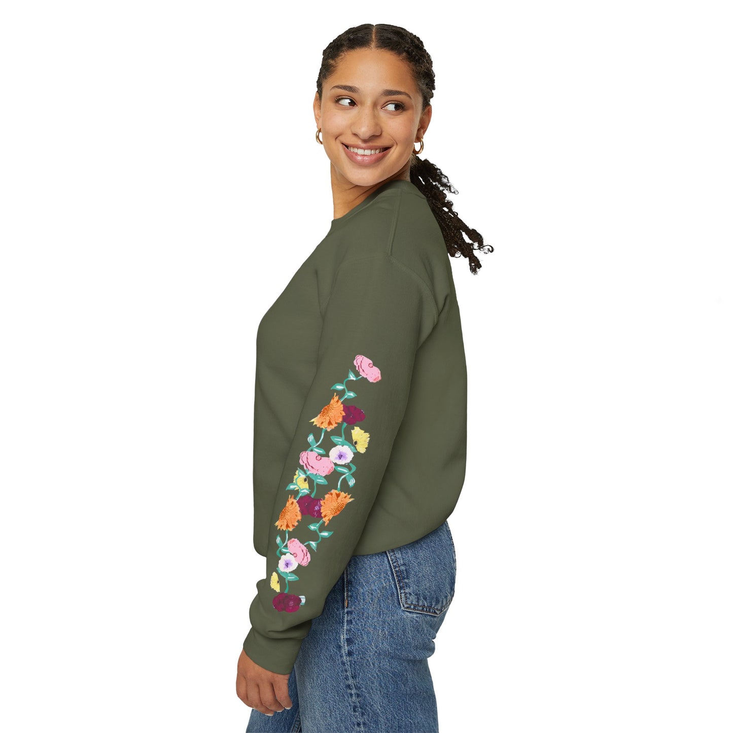 Acoustic Piano Floral Sleeve Crewneck Sweatshirt