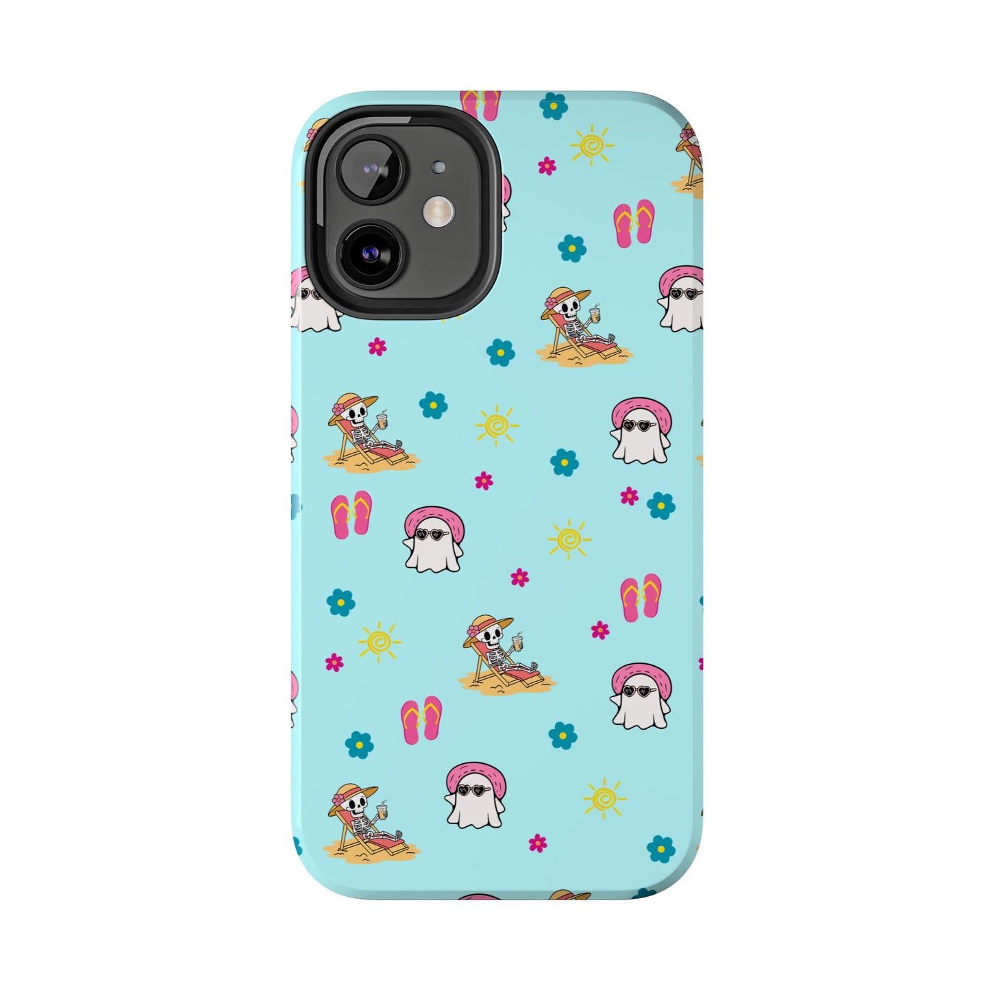 Aqua Summerween Tough Phone Cases, Cute Beach Pattern, Fun Gift for Beach Lovers, Summer Accessories, Protective Phone Cover