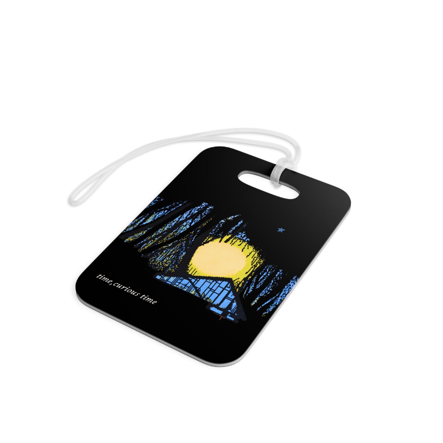 Moonlit Cabin Luggage Tag — 'time,curious time' Travel ID Tag