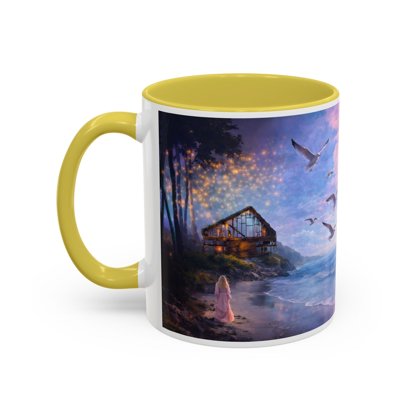 Keep it 100 Seaside Dreamscape Mug — Sunset Ocean Birds Art (11oz & 15oz)