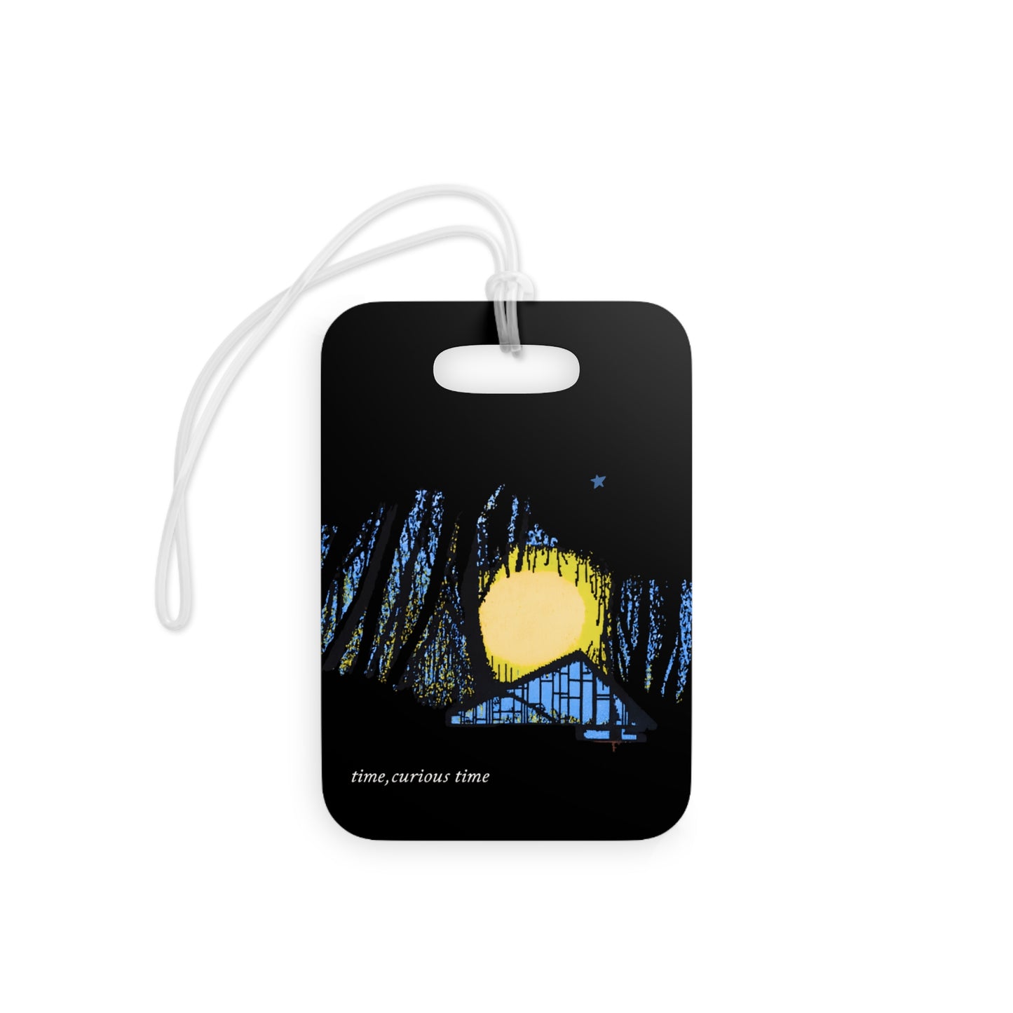 Moonlit Cabin Luggage Tag — 'time,curious time' Travel ID Tag