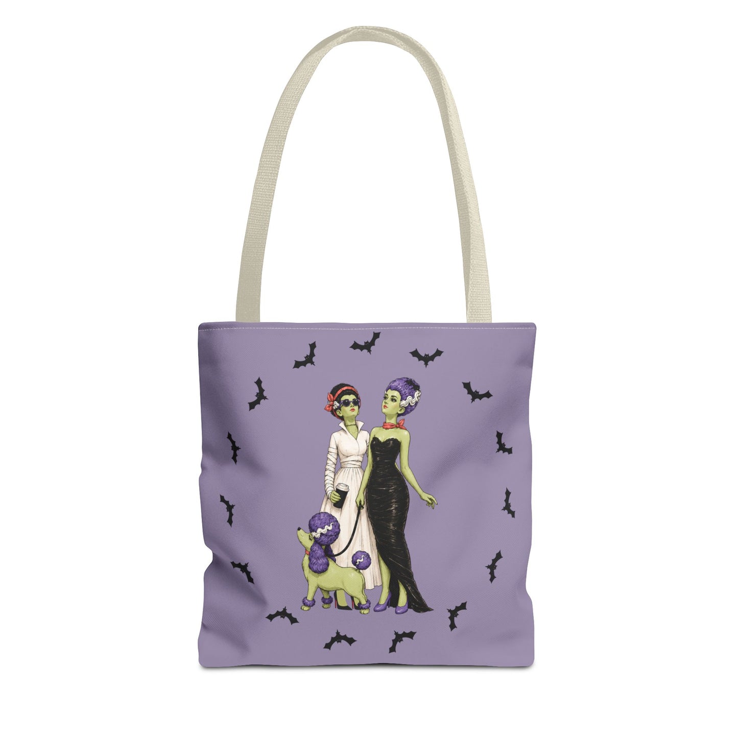 Gothic Brides Tote Bag — Retro Monster Dog Walk Design